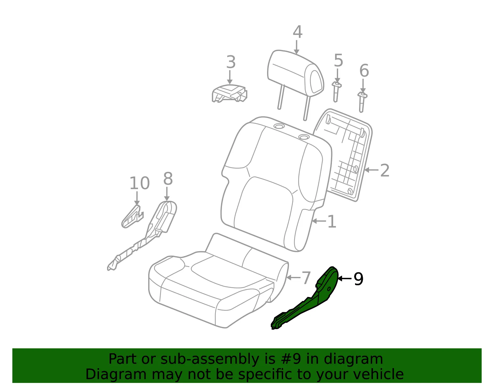 Seat Frame Trim Panel - Nissan (87331-EA002) - view 2