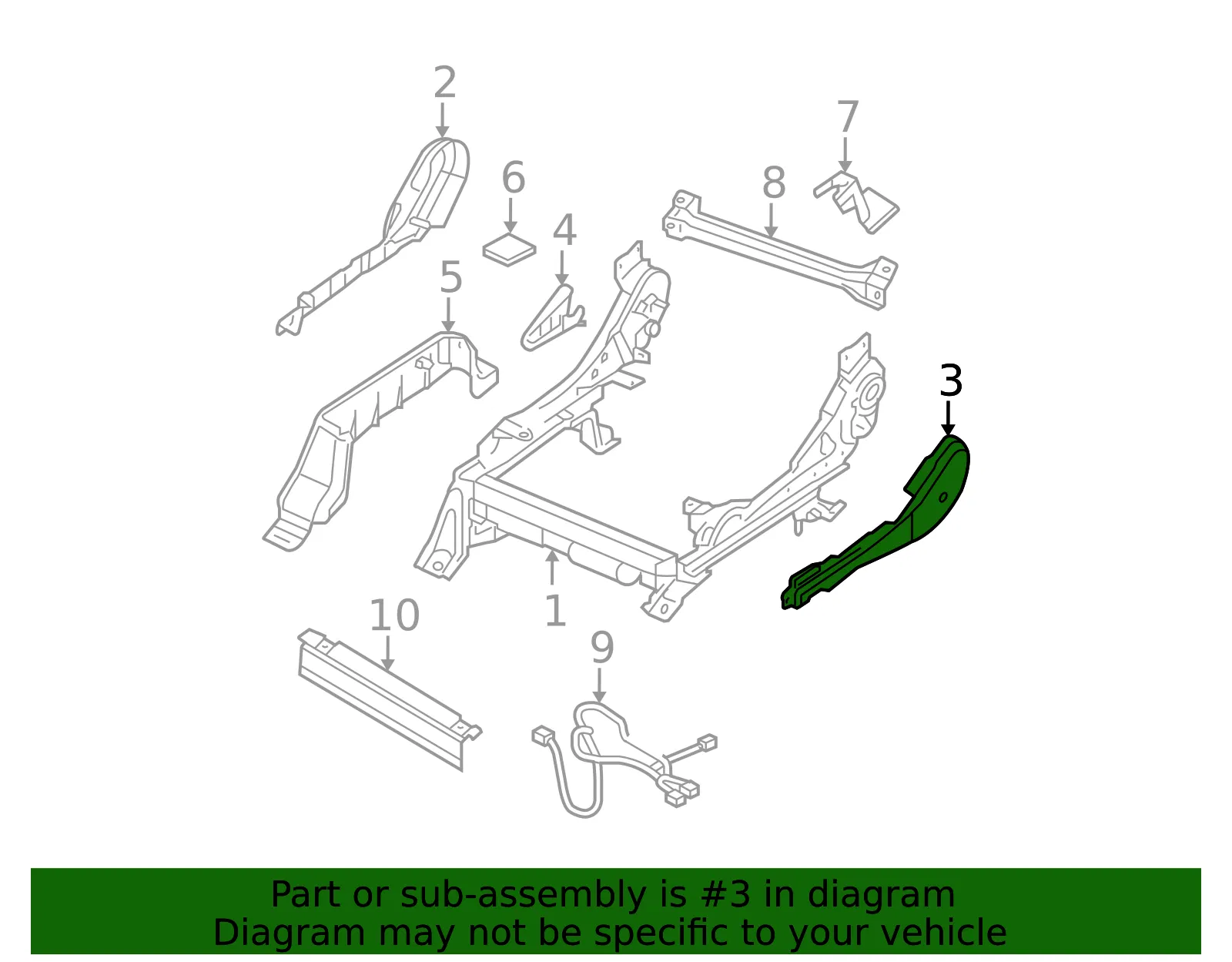 Seat Frame Trim Panel - Nissan (87331-EA202) - view 2