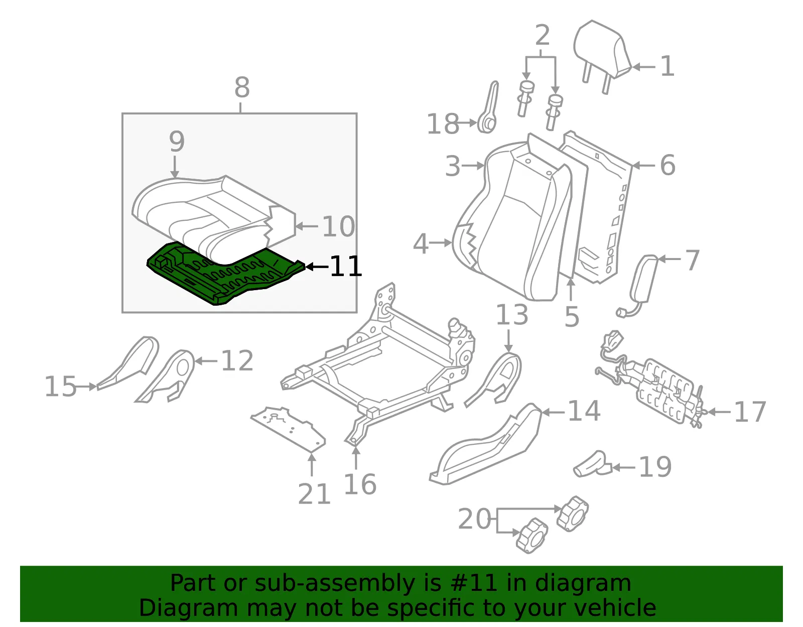 Seat Frame - Nissan (87351-1EA2A) - view 2