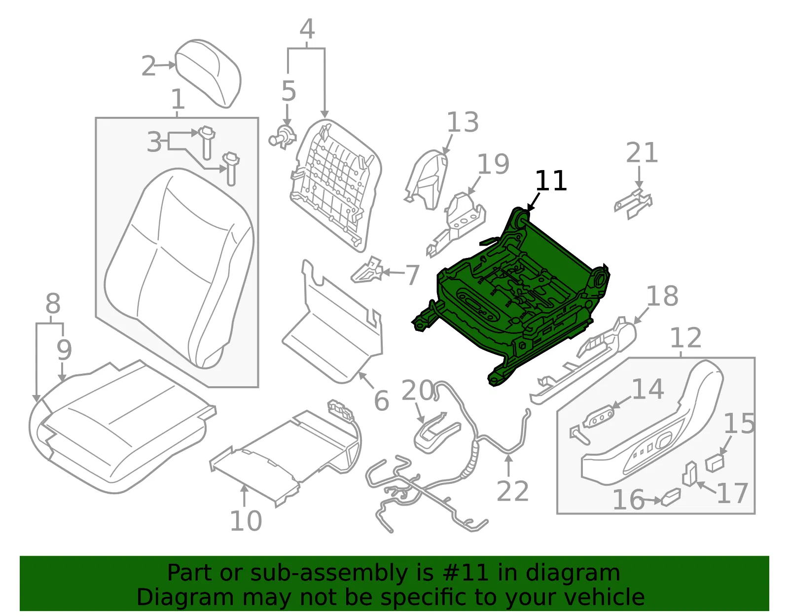 Cushion Frame - Nissan (87351-3TA6A) - view 2