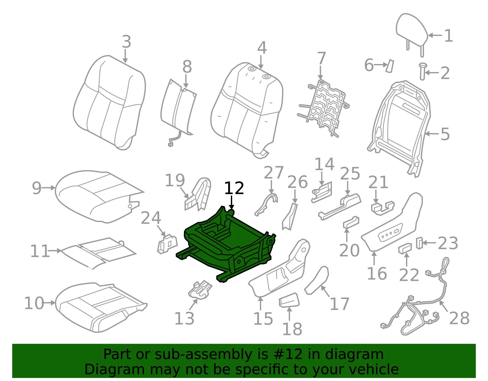 Cushion Frame - Nissan (87351-5HA5A) - view 2