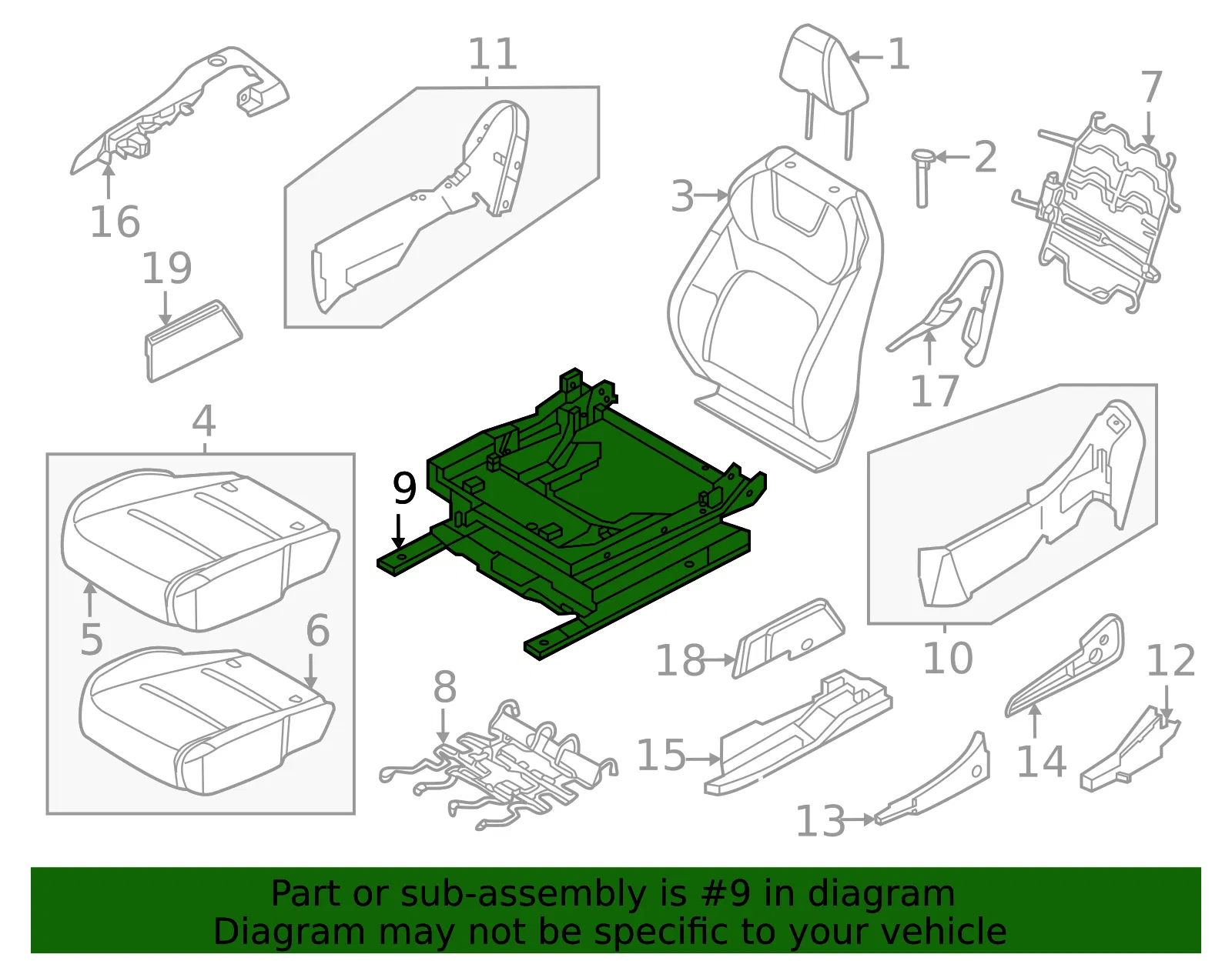 Cushion Frame - Nissan (87351-5MP1A) - view 2