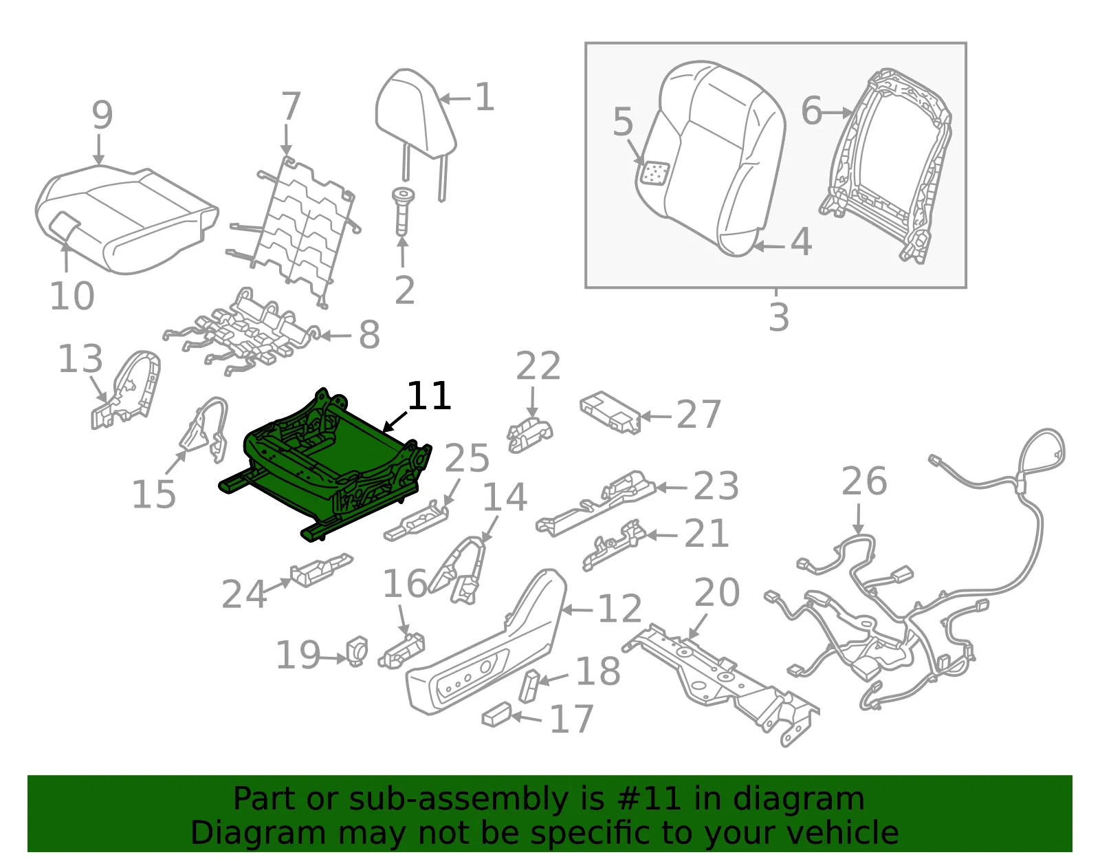 Cushion Frame - Nissan (87351-6RF0A) - view 2