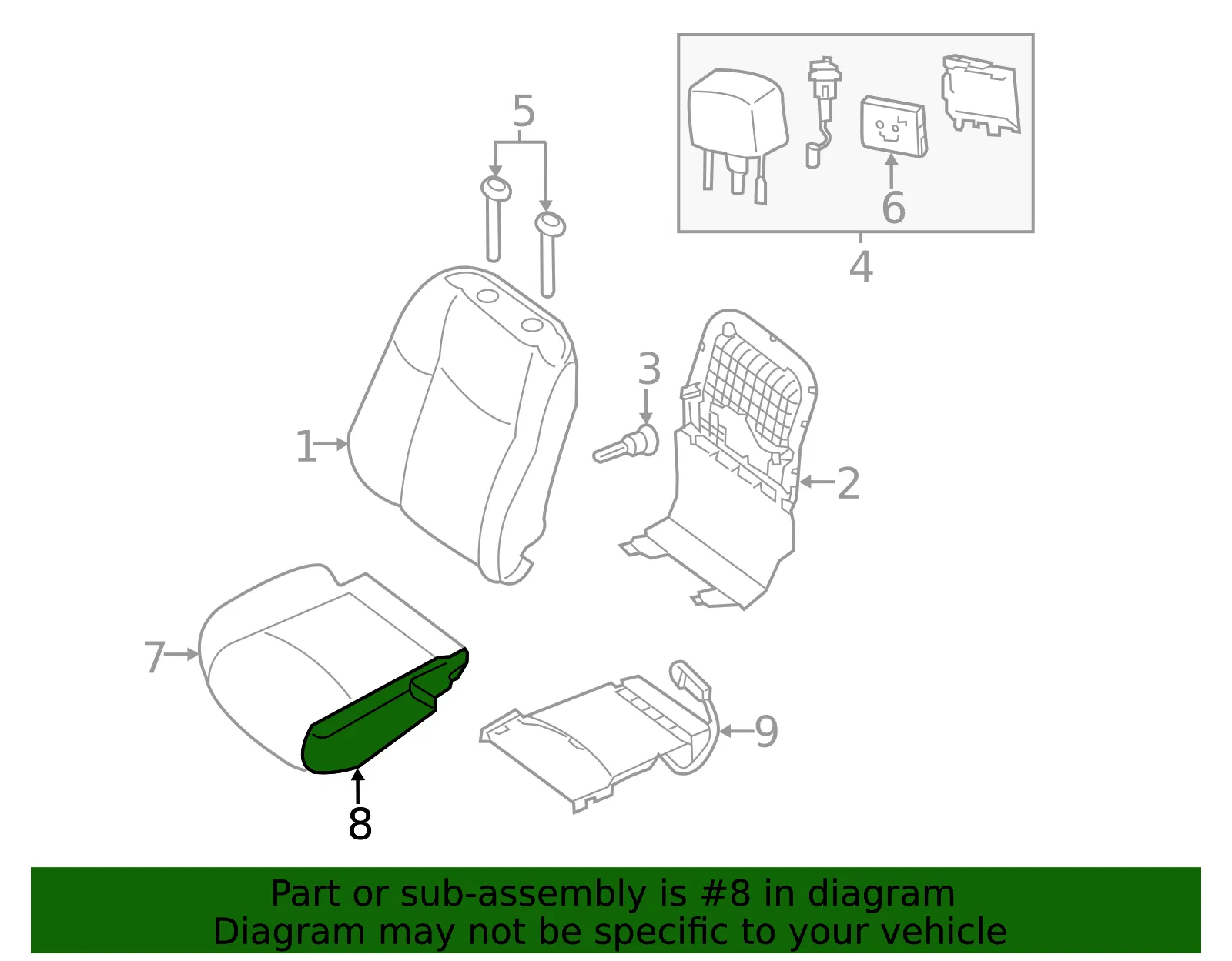Seat Cushion Pad - Nissan (87361-3KL0A) - view 2