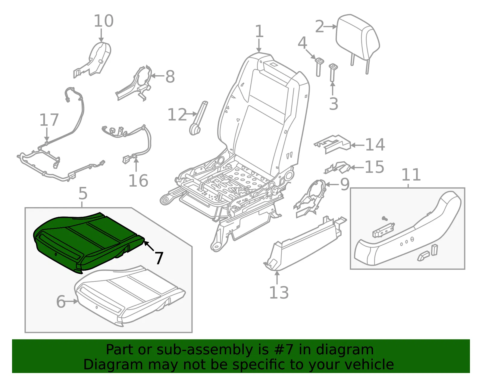 Seat Cushion Pad - Nissan (87361-9BU1B) - view 2