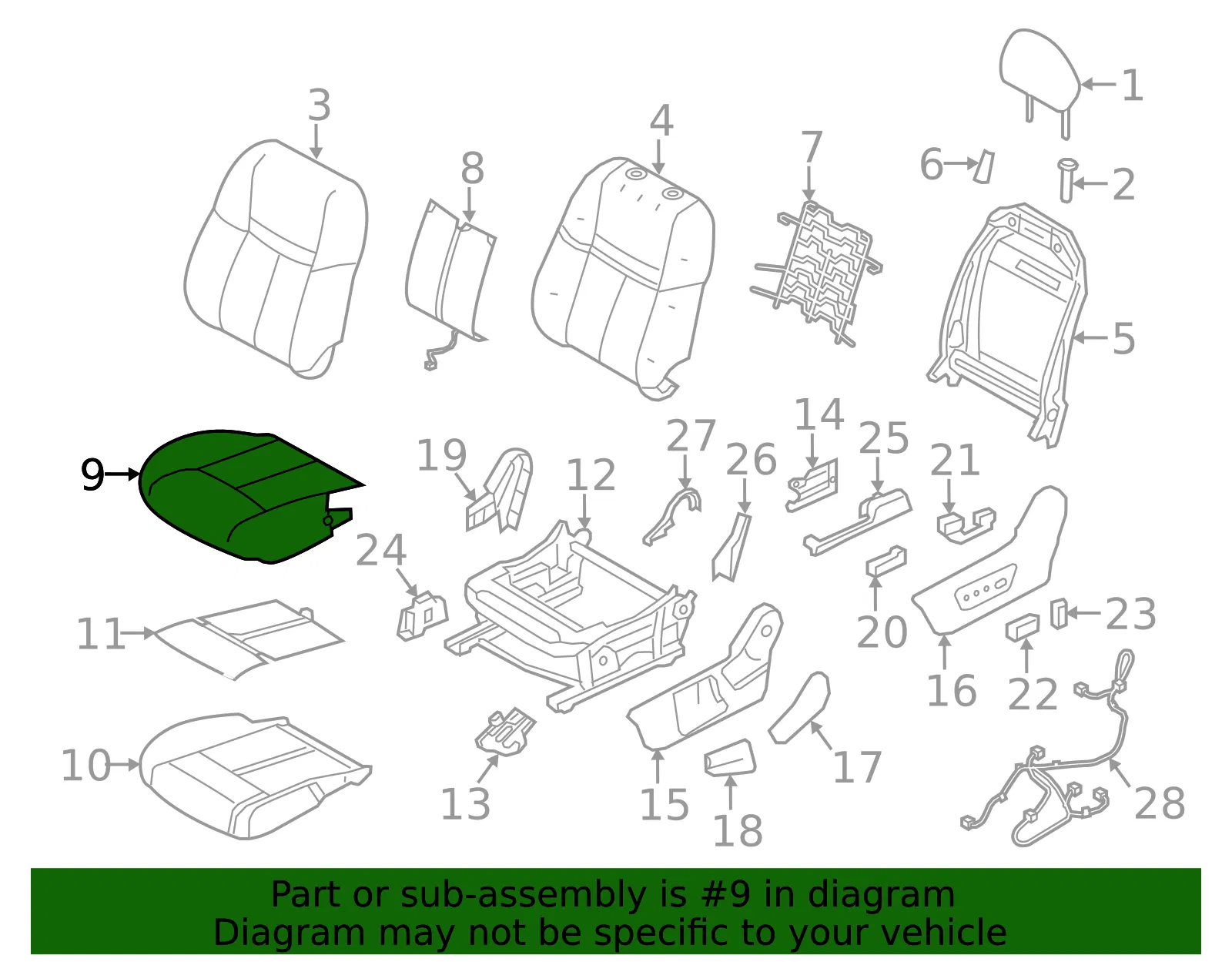Cushion Cover - Nissan (87370-4BB3A) - view 2
