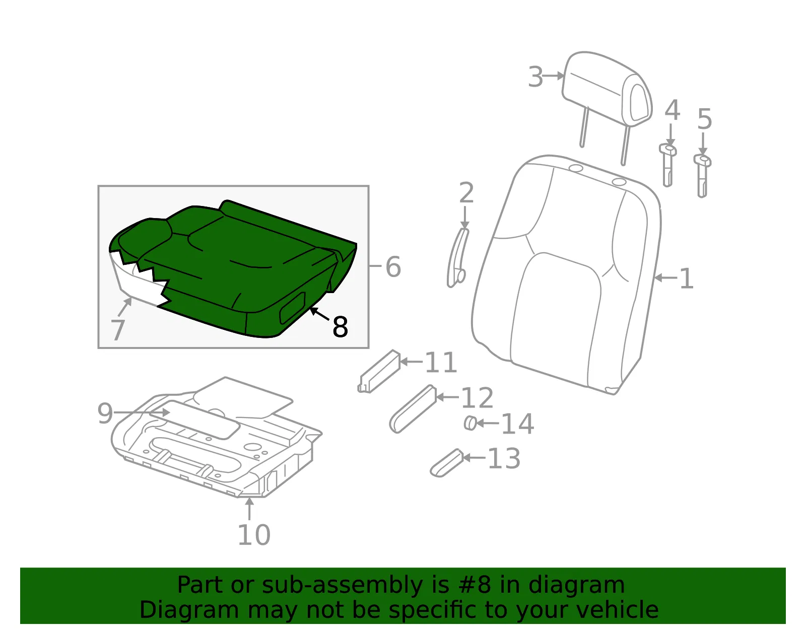 Cushion Cover - Nissan (87370-EA261) - view 2