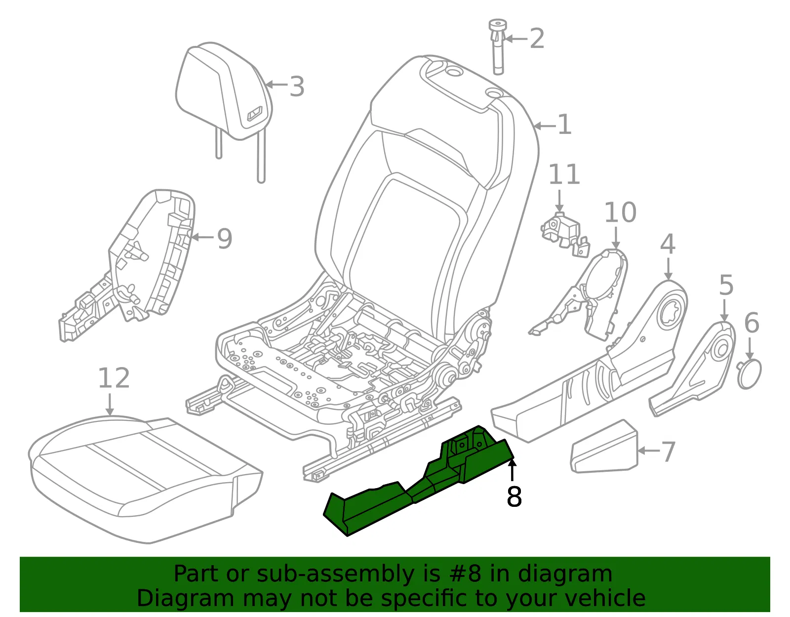 Seat Track Cover - Nissan (87374-7LF0A) - view 2