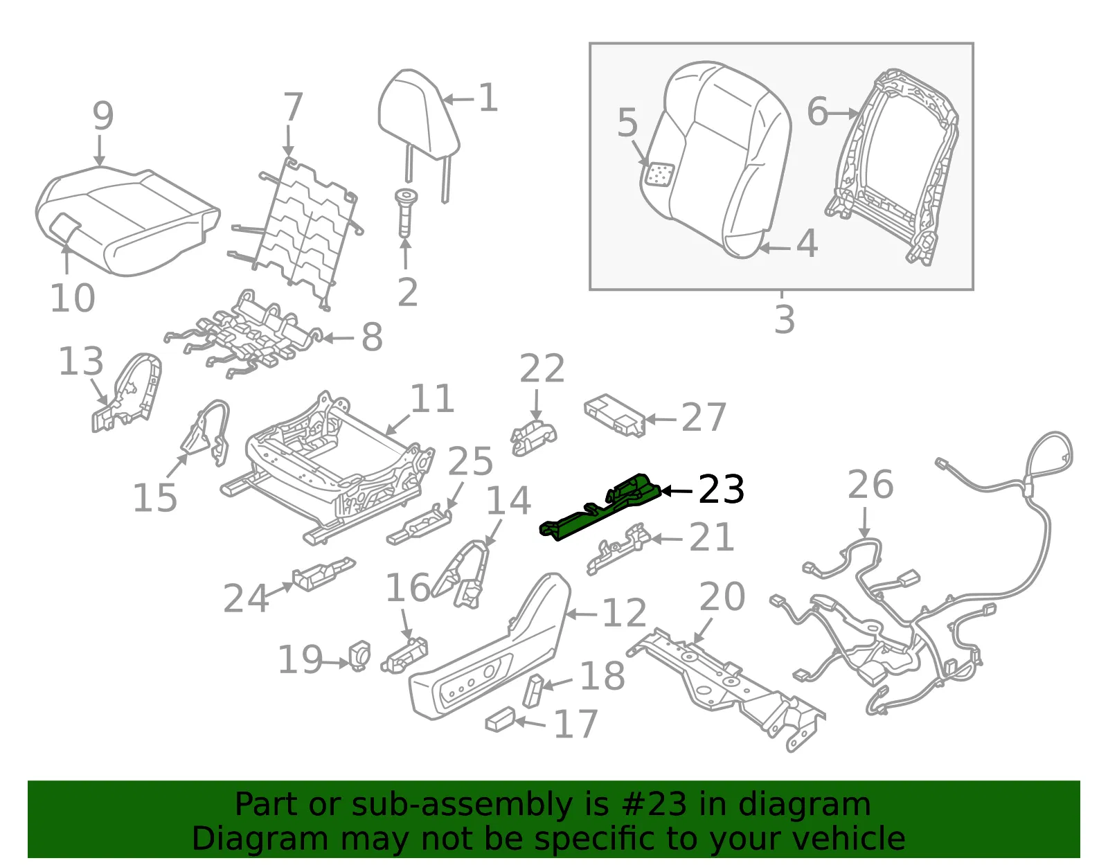 Seat Track Cover - Nissan (87375-6RA0A) - view 2