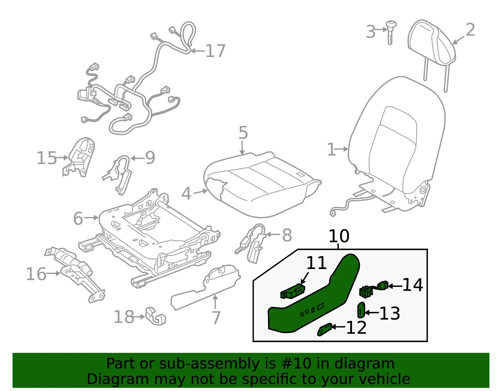 Seat Trim Panel - Nissan (87380-6CA2A) - view 2