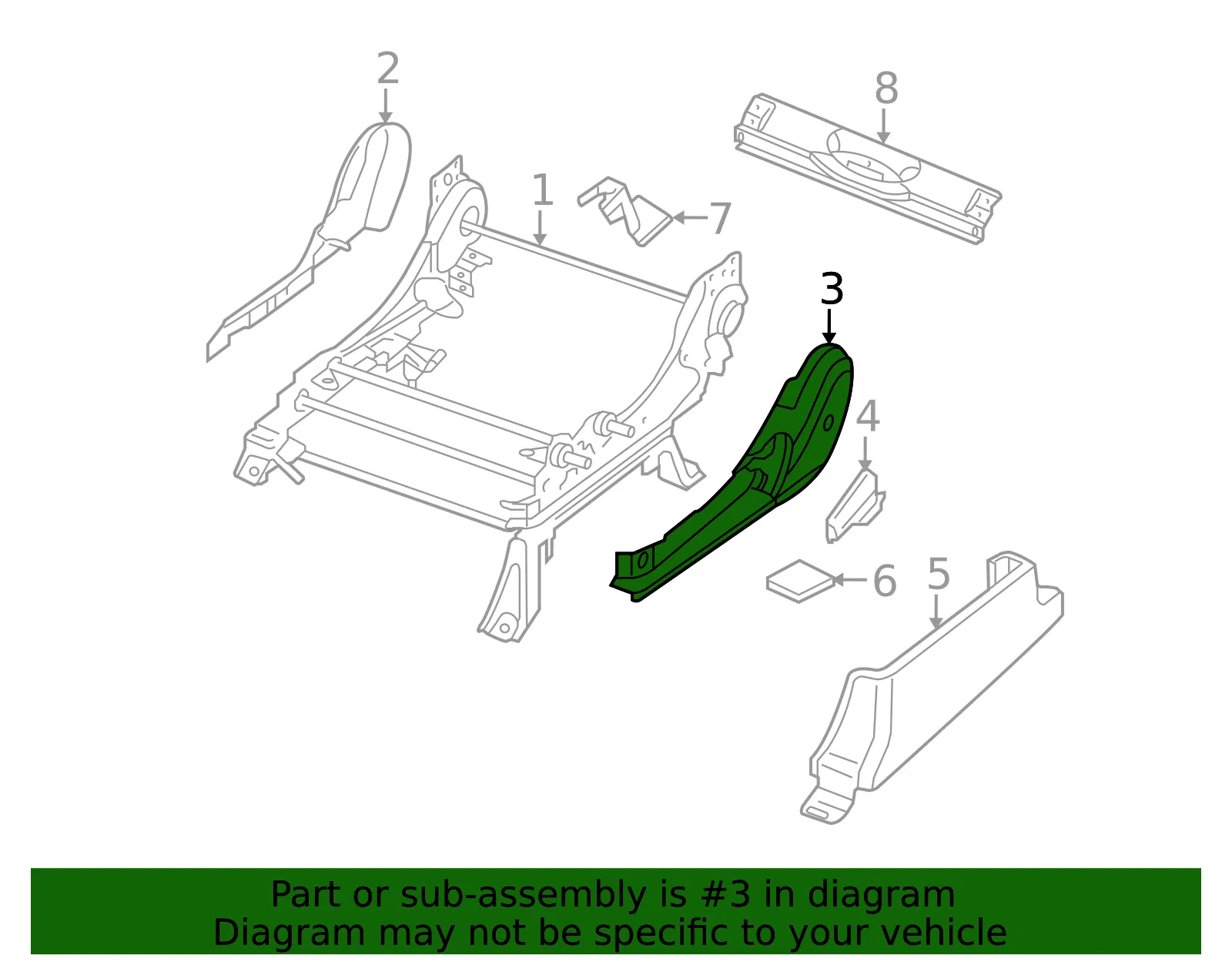 Seat Frame Trim Panel - Nissan (87380-EA002) - view 2