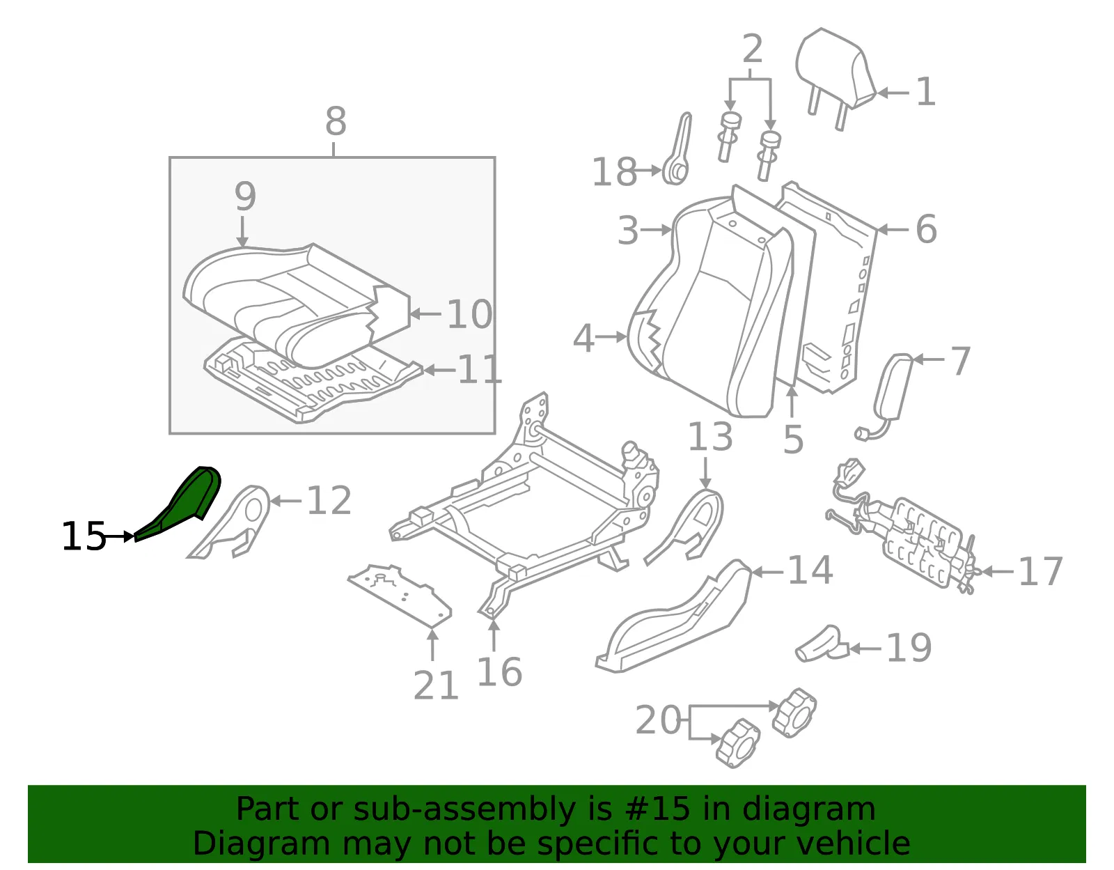 Seat Frame Trim Panel - Nissan (87381-CD000) - view 2