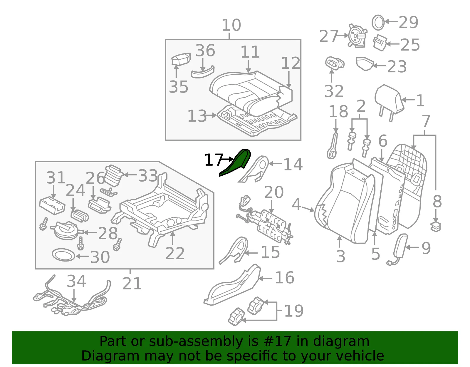 Seat Frame Trim Panel - Nissan (87381-CD010) - view 2