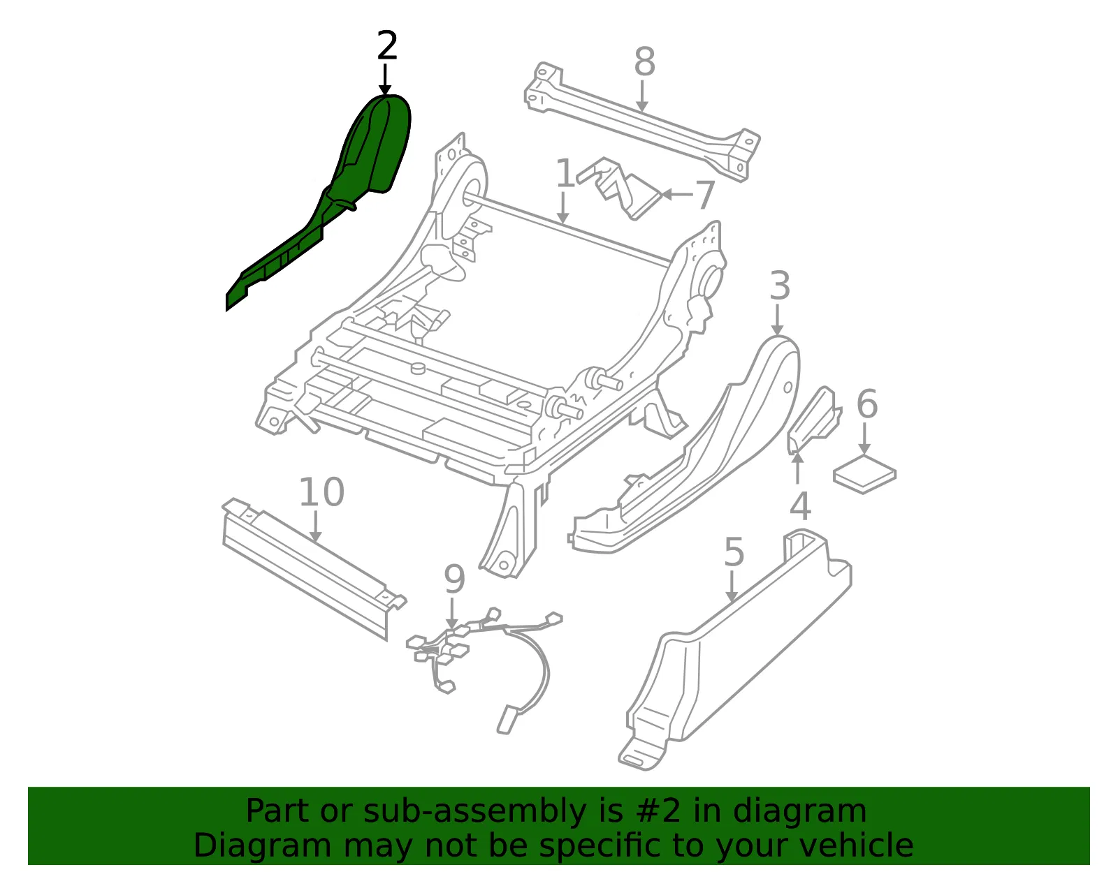 Seat Frame Trim Panel - Nissan (87381-EA200) - view 2