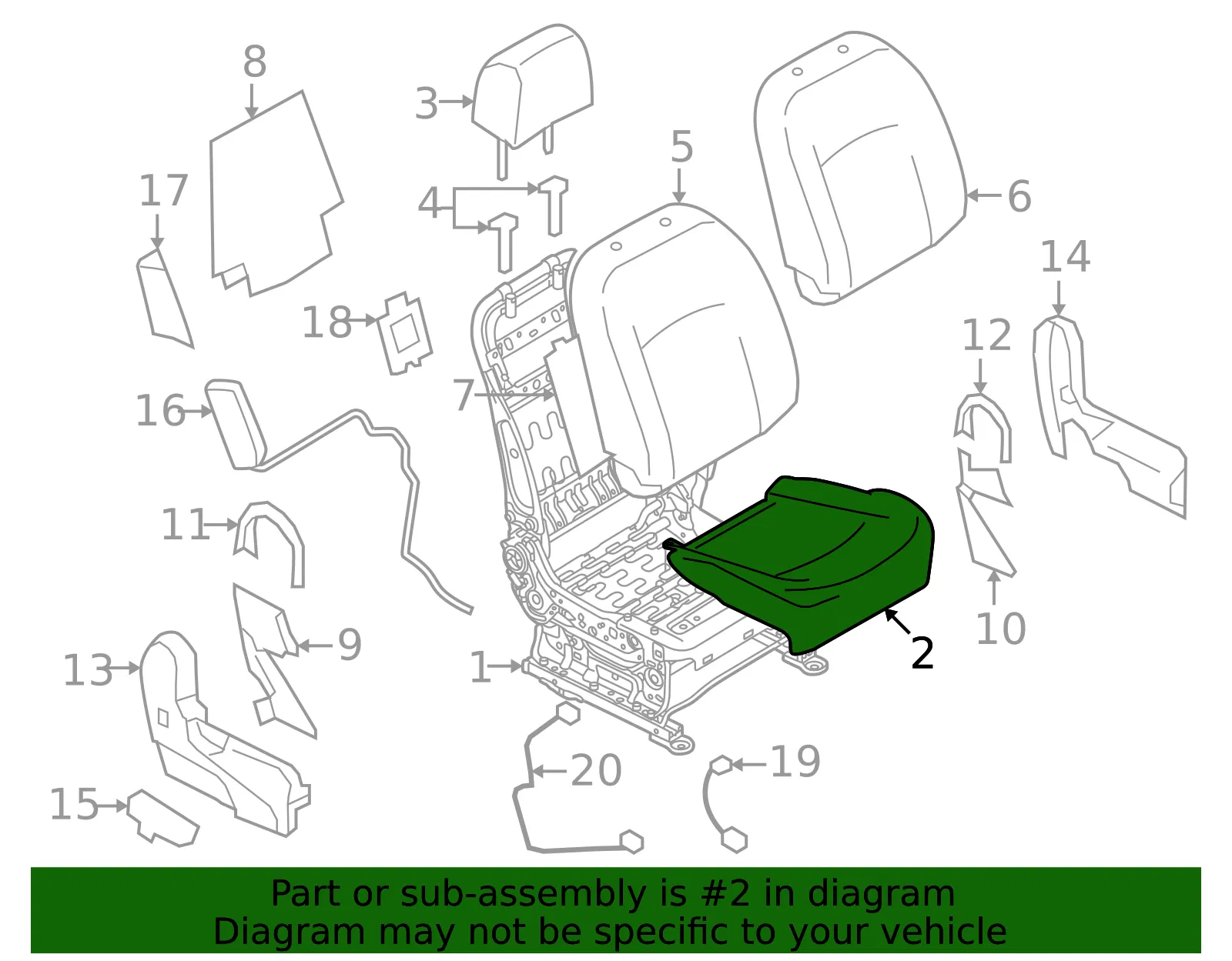 Seat Cushion Foam - Nissan (873A2-1VX5A) - view 2