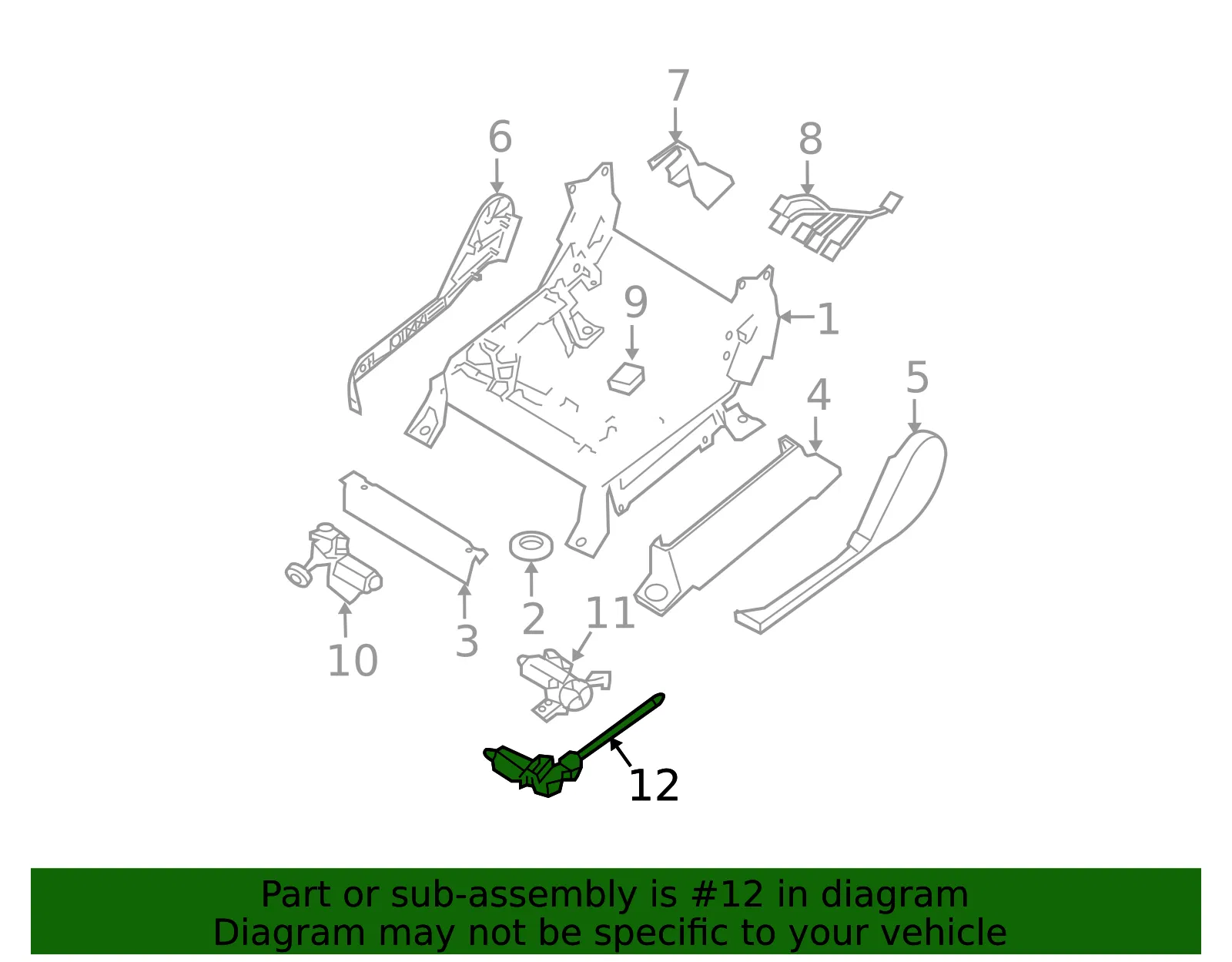 Seat Motor - Nissan (87562-9FM6A) - view 2