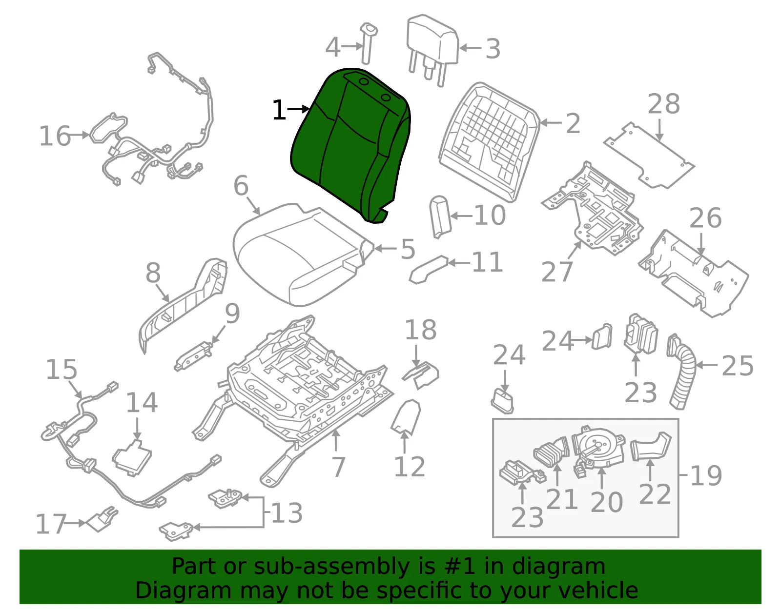 Seat Back Assembly - Nissan (87600-5AB6A) - view 2