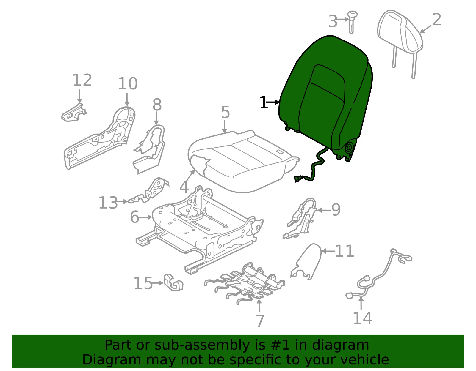 Seat Back Assembly - Nissan (87600-6CA1A) - view 2