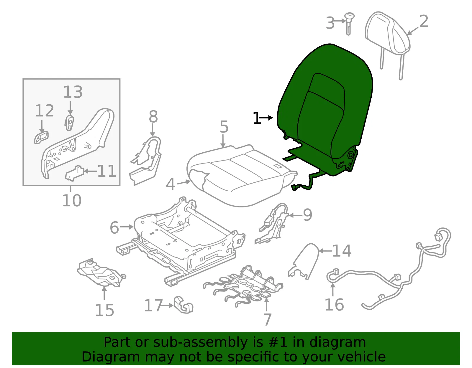 Seat Back Assembly - Nissan (87600-6CC5A) - view 2