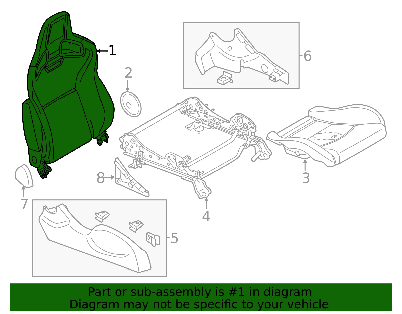 Seat Back Assembly - Nissan (87600-6GR0D) - view 2
