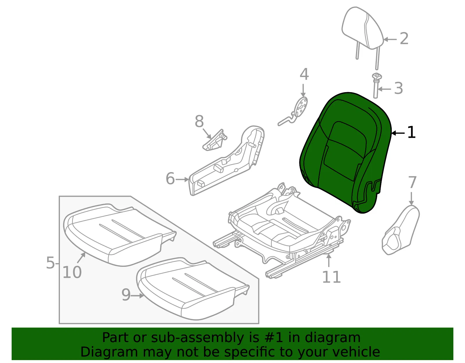 Seat Back Assembly - Nissan (87600-6LB4D) - view 2