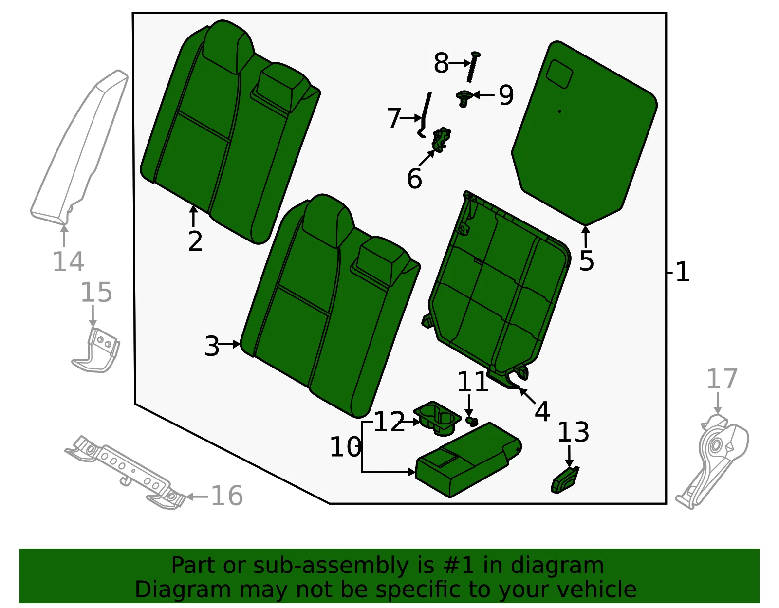 Seat Back Assembly - Nissan (87600-6LY8D) - view 2