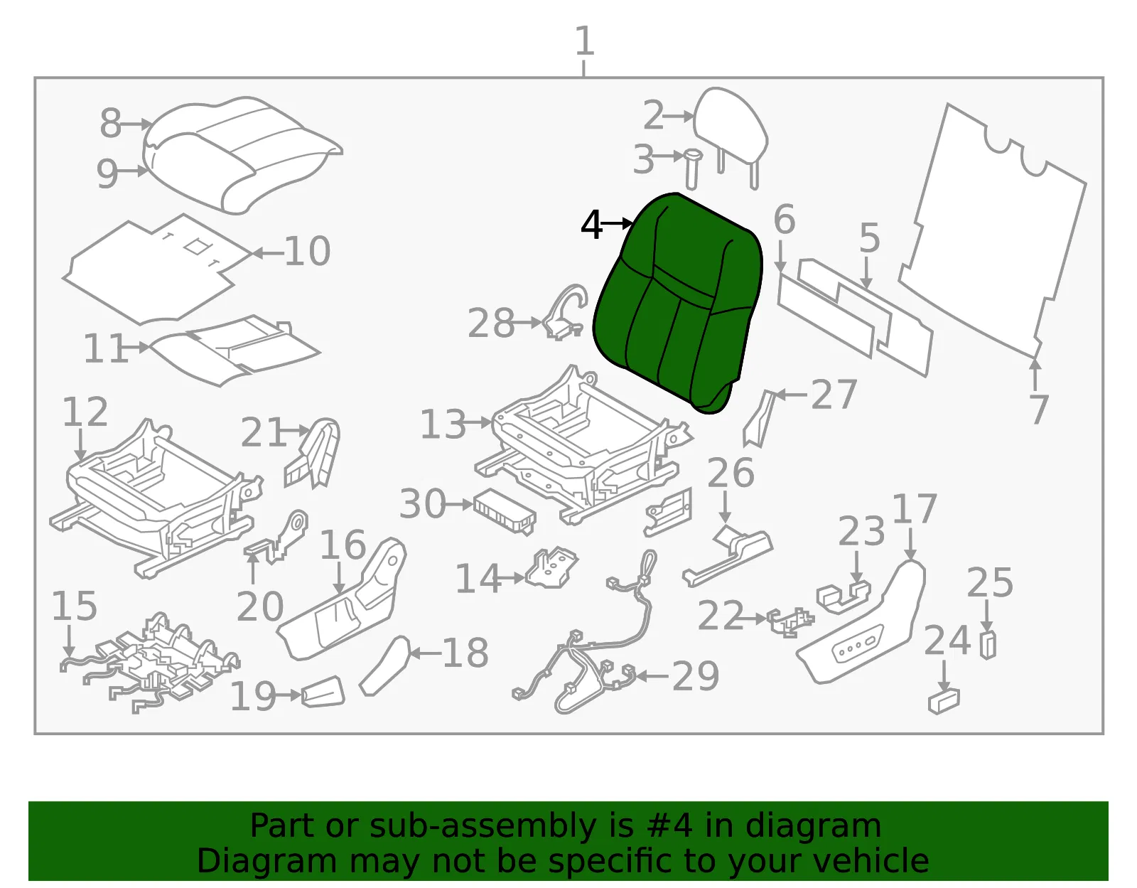 Seat Back Assembly - Nissan (87600-7FC7A) - view 2