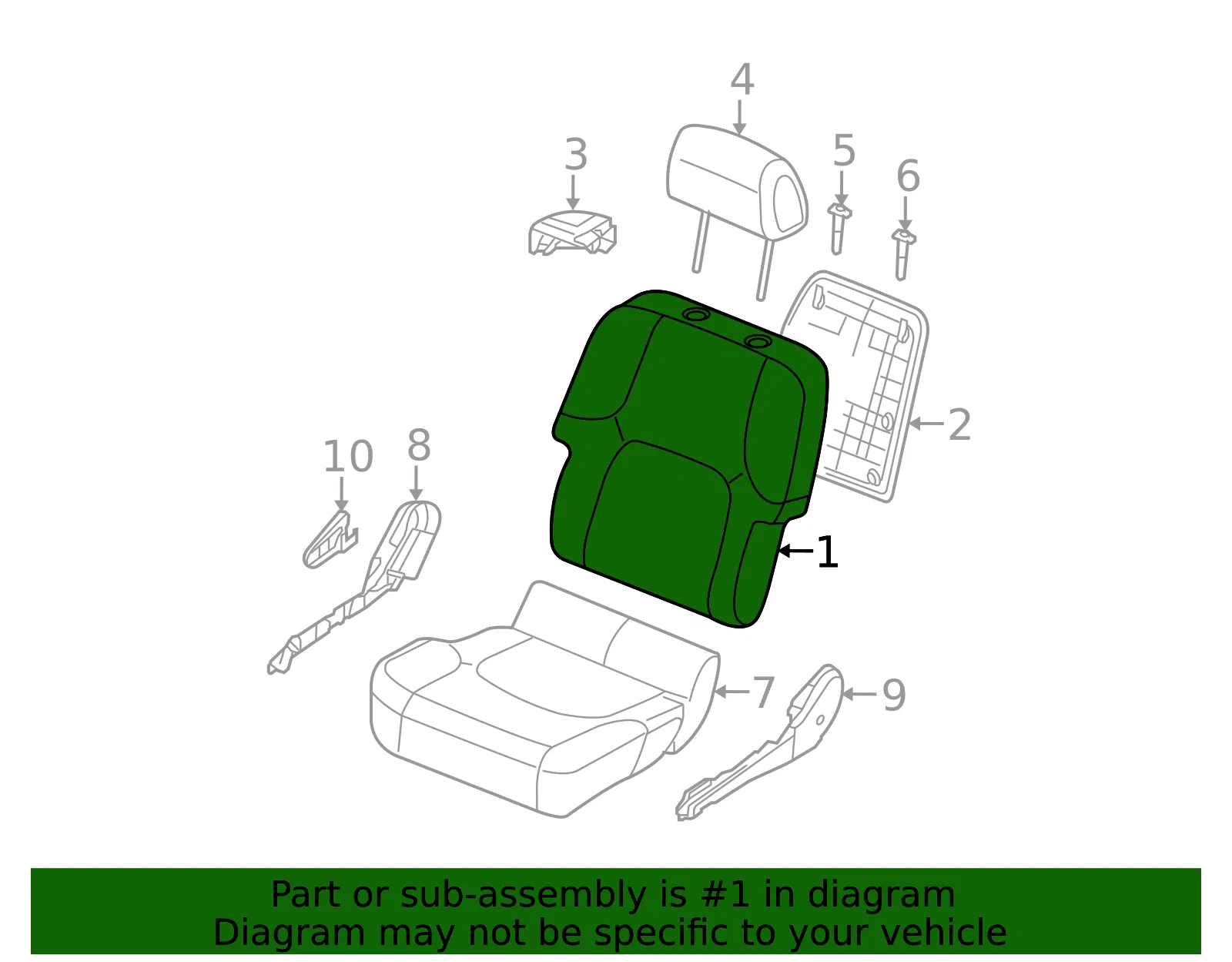 Seat Back Assembly - Nissan (87600-9BL6A) - view 2