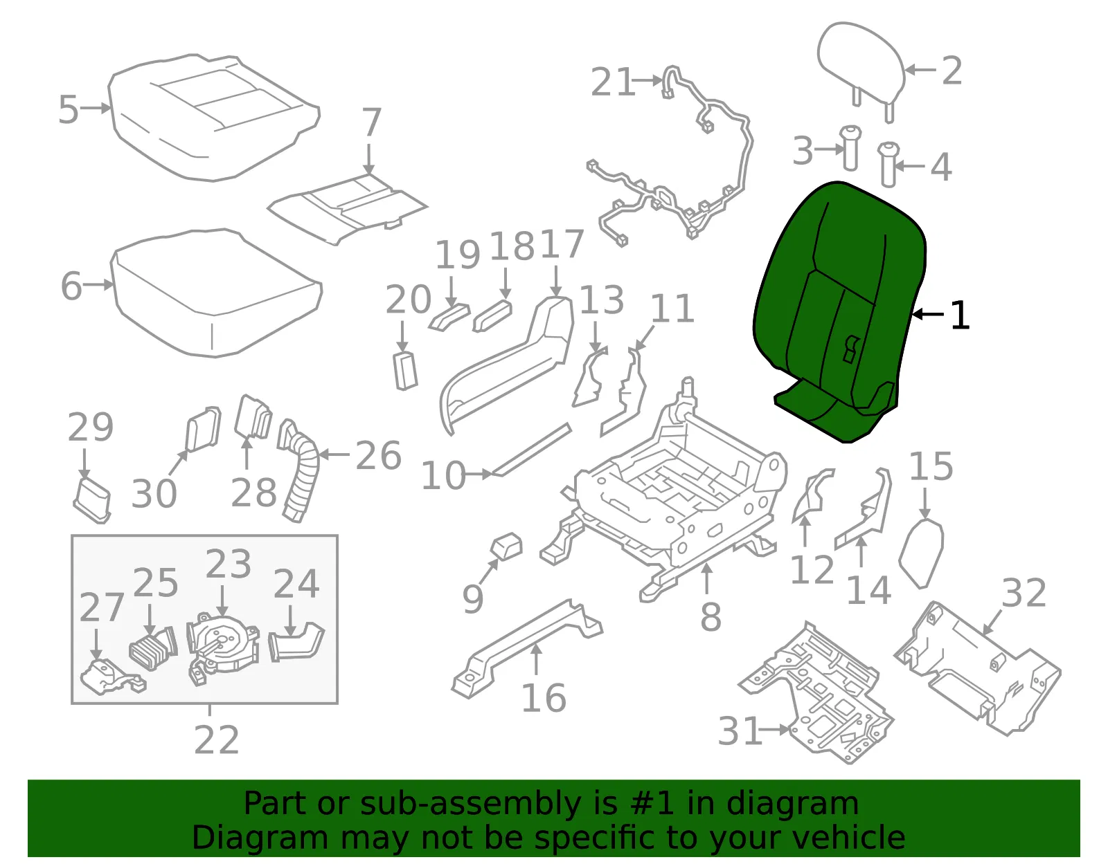 Seat Back Assembly - Nissan (87600-9FV7A) - view 2