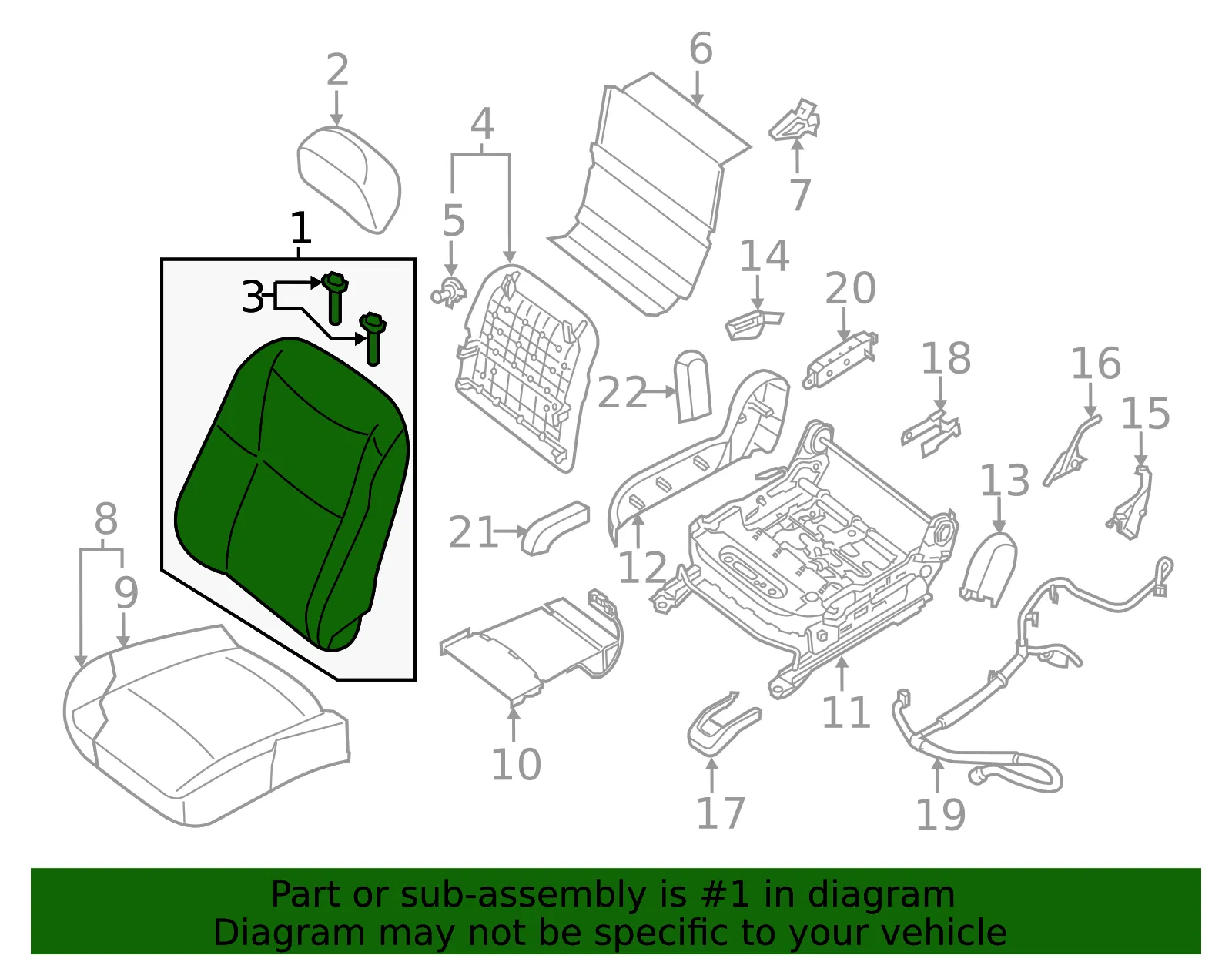 Seat Back Assembly - Nissan (87600-9HS0A) - view 2