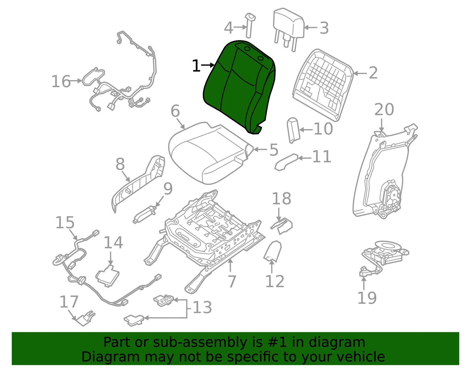 Seat Back Assembly - Nissan (87600-9UB4A) - view 2