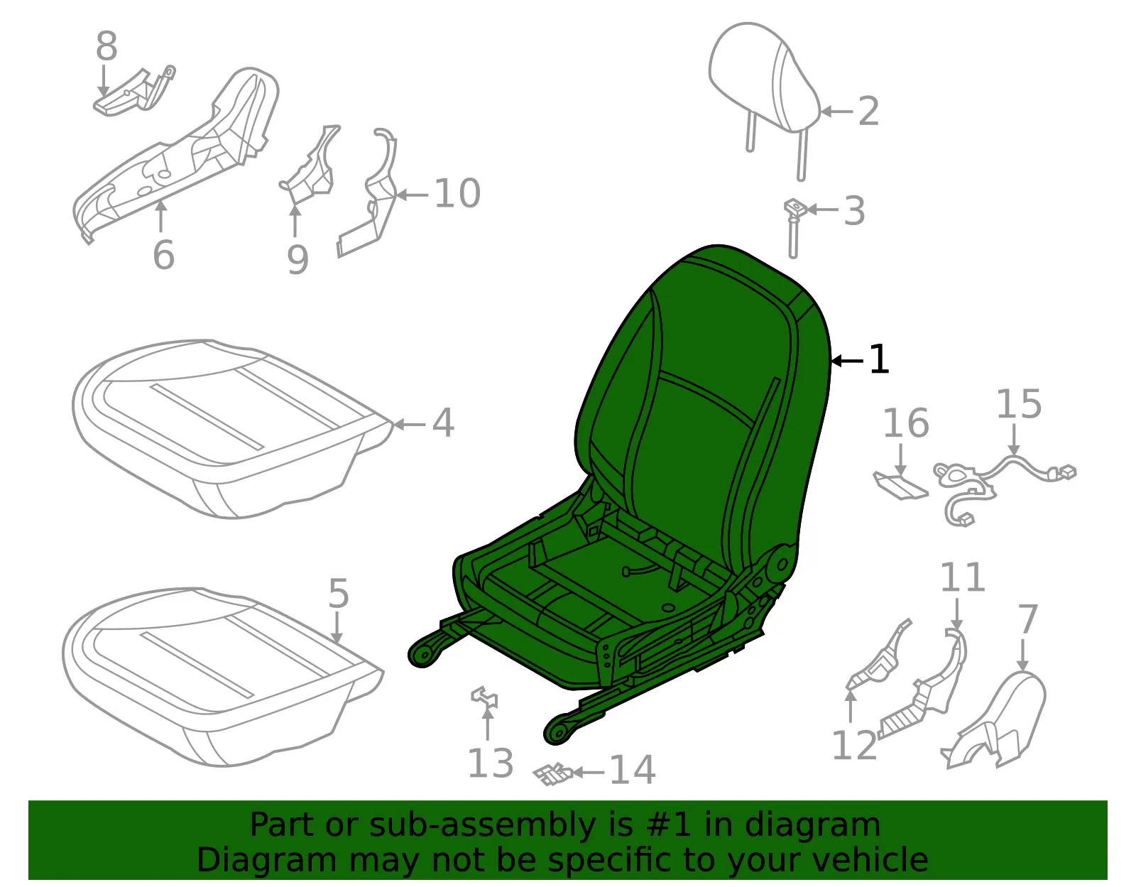 Seat Assembly - Nissan (87601-5EE0B) - view 2