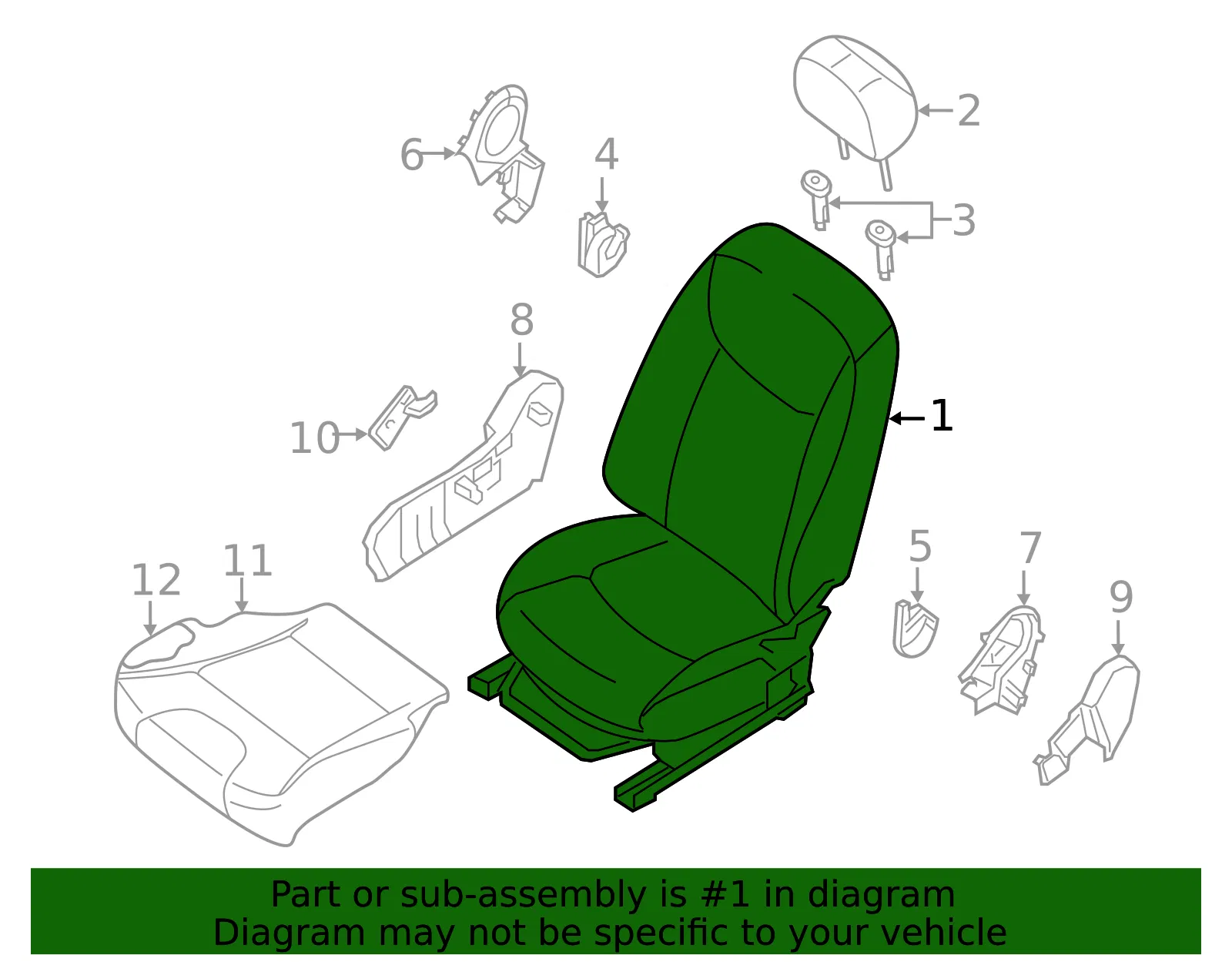 Seat Assembly - Nissan (87601-9AE8E) - view 2
