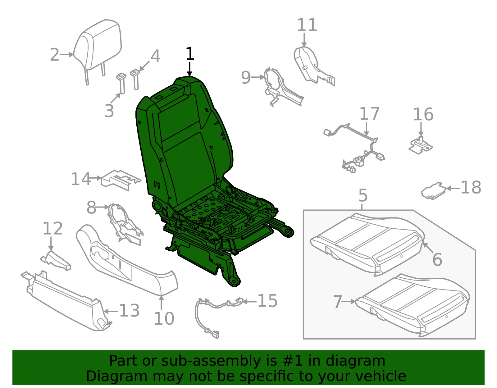 Seat Back Assembly - Nissan (87601-9BU0A) - view 2