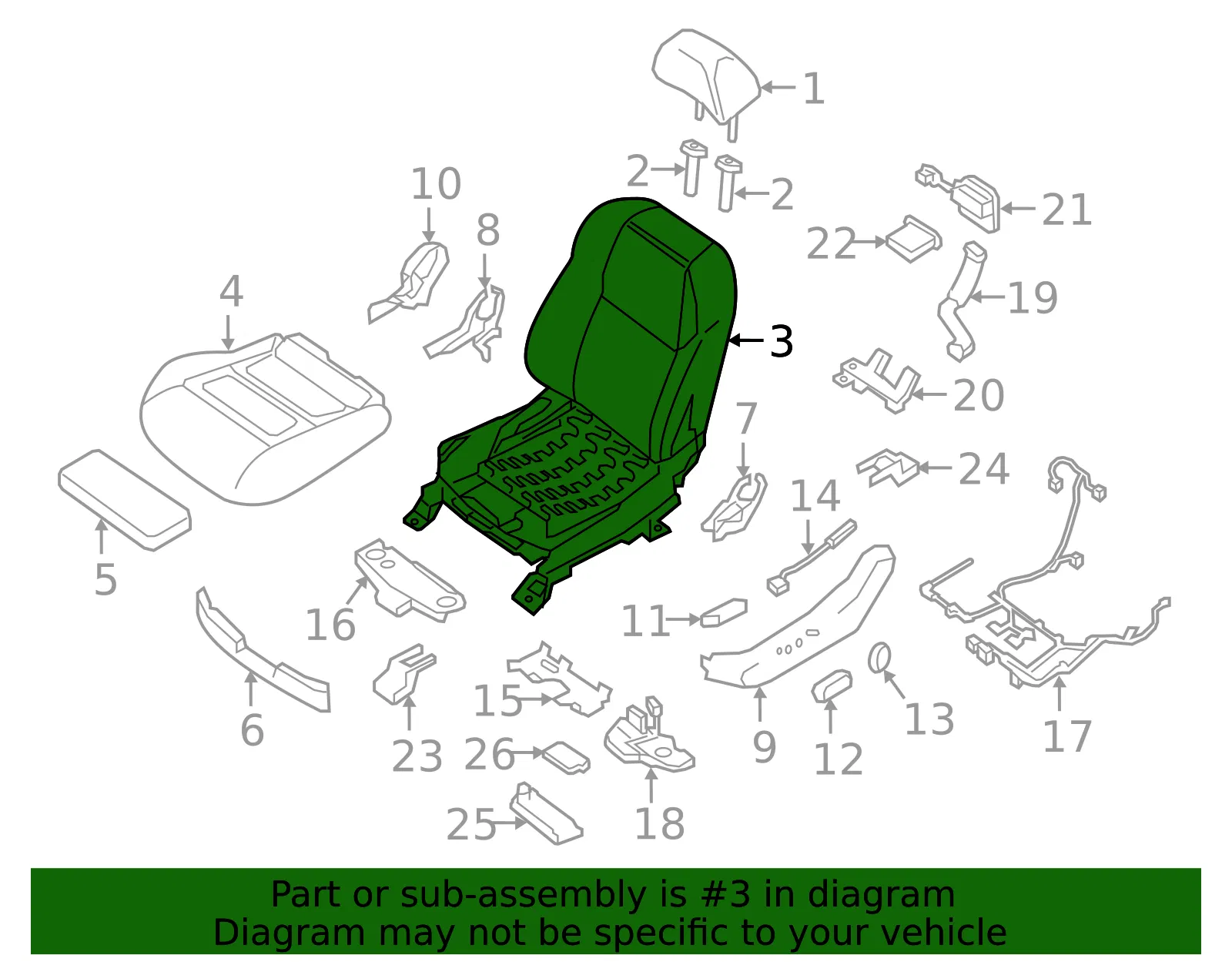 Seat Back Assembly - Nissan (87601-9DE2A) - view 2