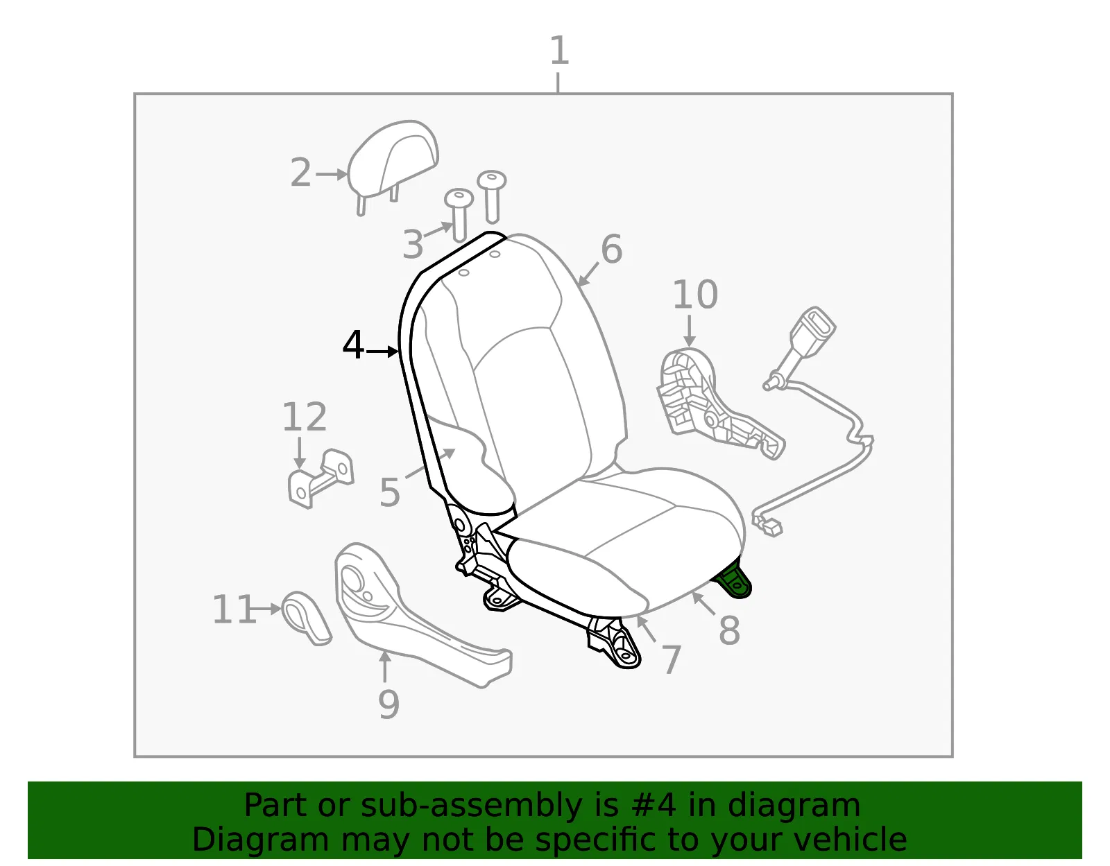 Seat Back Frame - Nissan (87601-9MB0A) - view 2