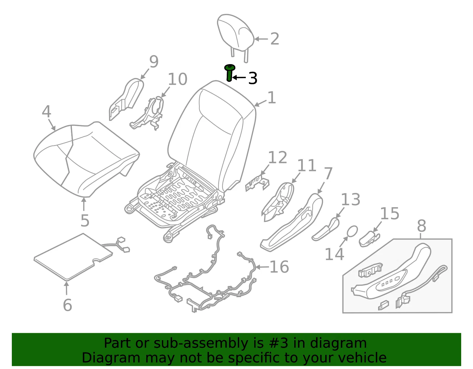 Headrest Guide - Nissan (87602-3NK0A) - view 2