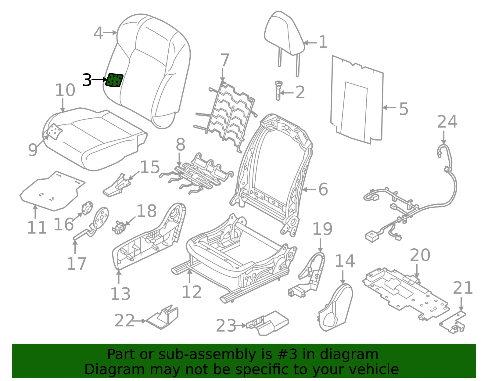 Seat Back Cushion - Nissan (87611-6TA0A) - view 2