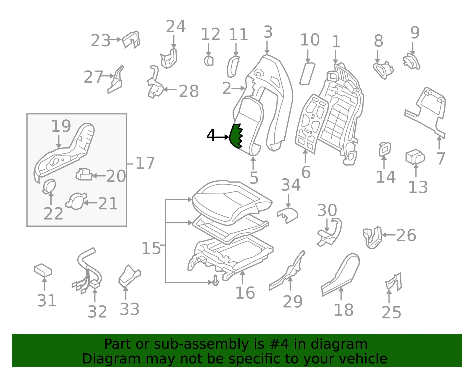 Seat Back Cushion - Nissan (87612-JF00A) - view 2