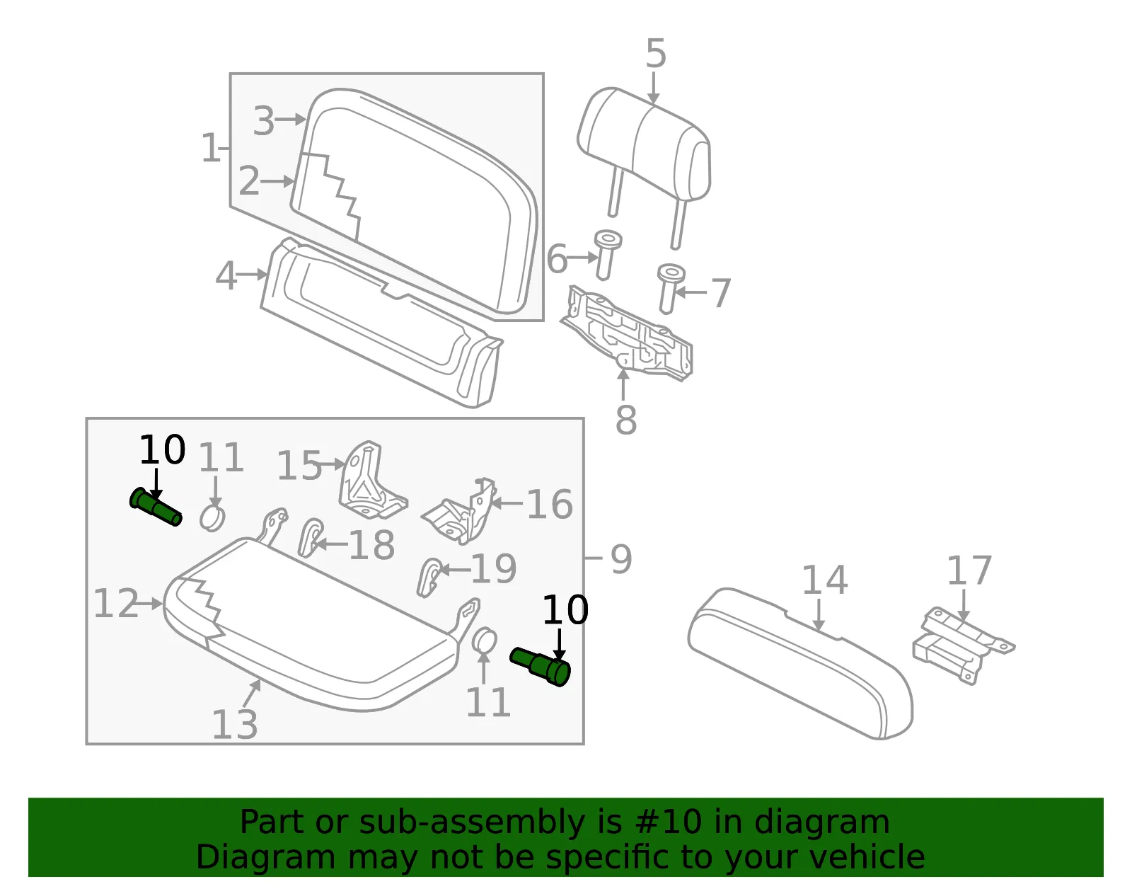 Cushion Assembly Bolt - Nissan (87615-EA660) - view 2