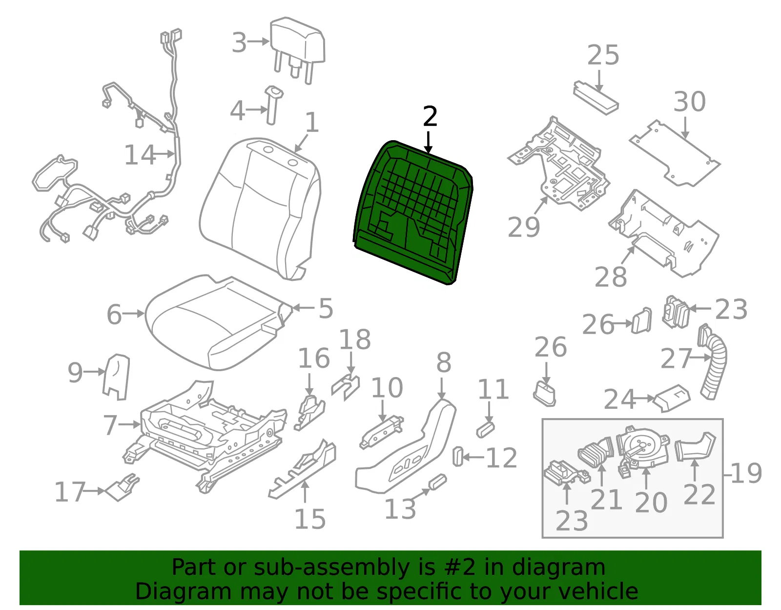 Seat Back Panel - Nissan (87640-3JA4A) - view 2