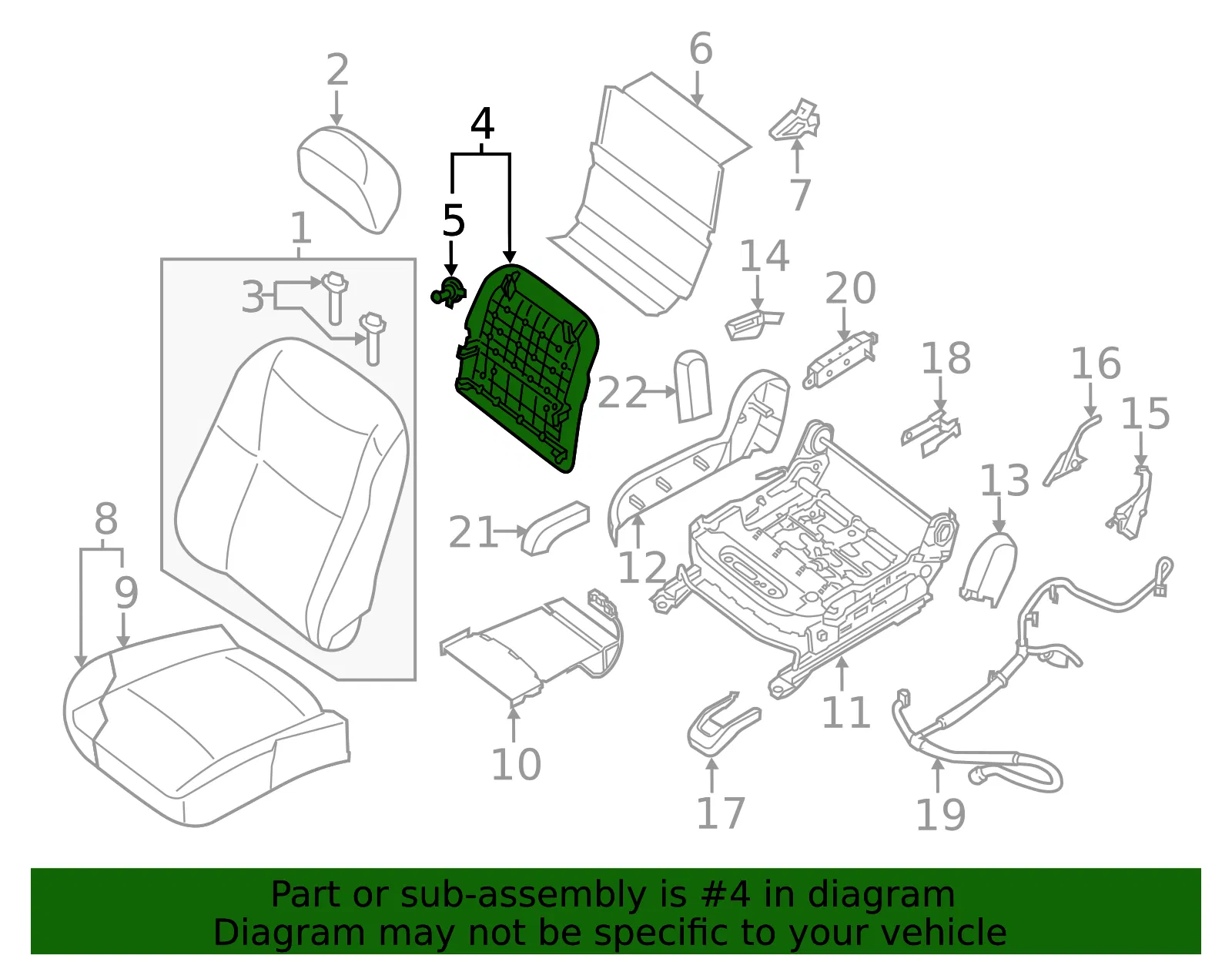 Seat Back Panel - Nissan (87640-9HS0B) - view 2