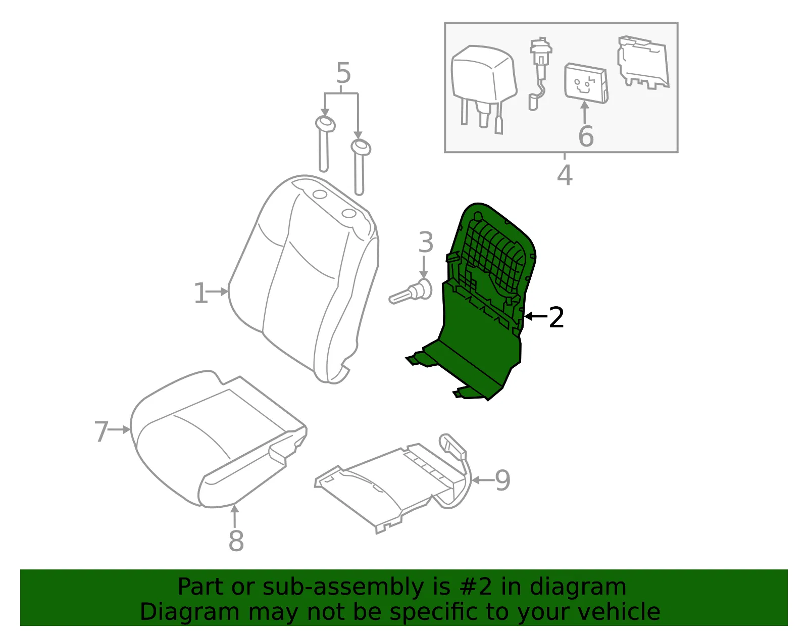 Seat Back Panel - Nissan (87640-9PF0A) - view 2
