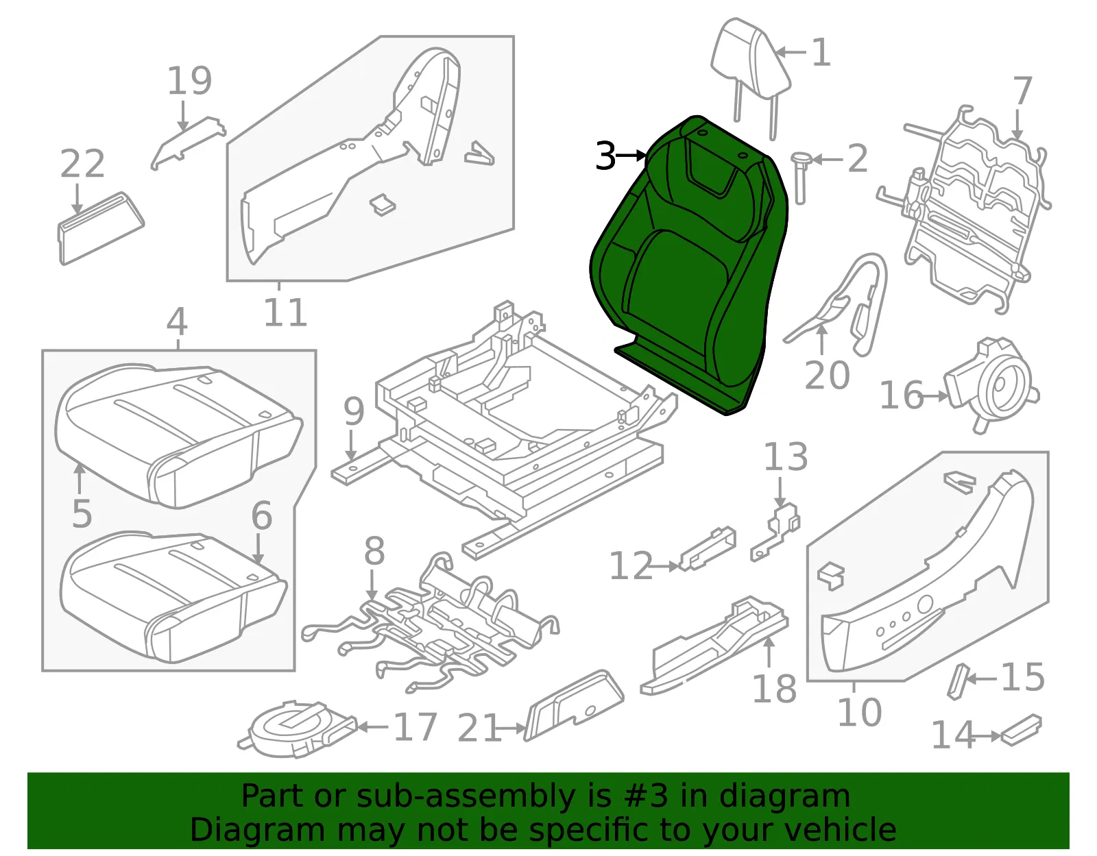 Seat Back Assembly - Nissan (87650-5BV4A) - view 2