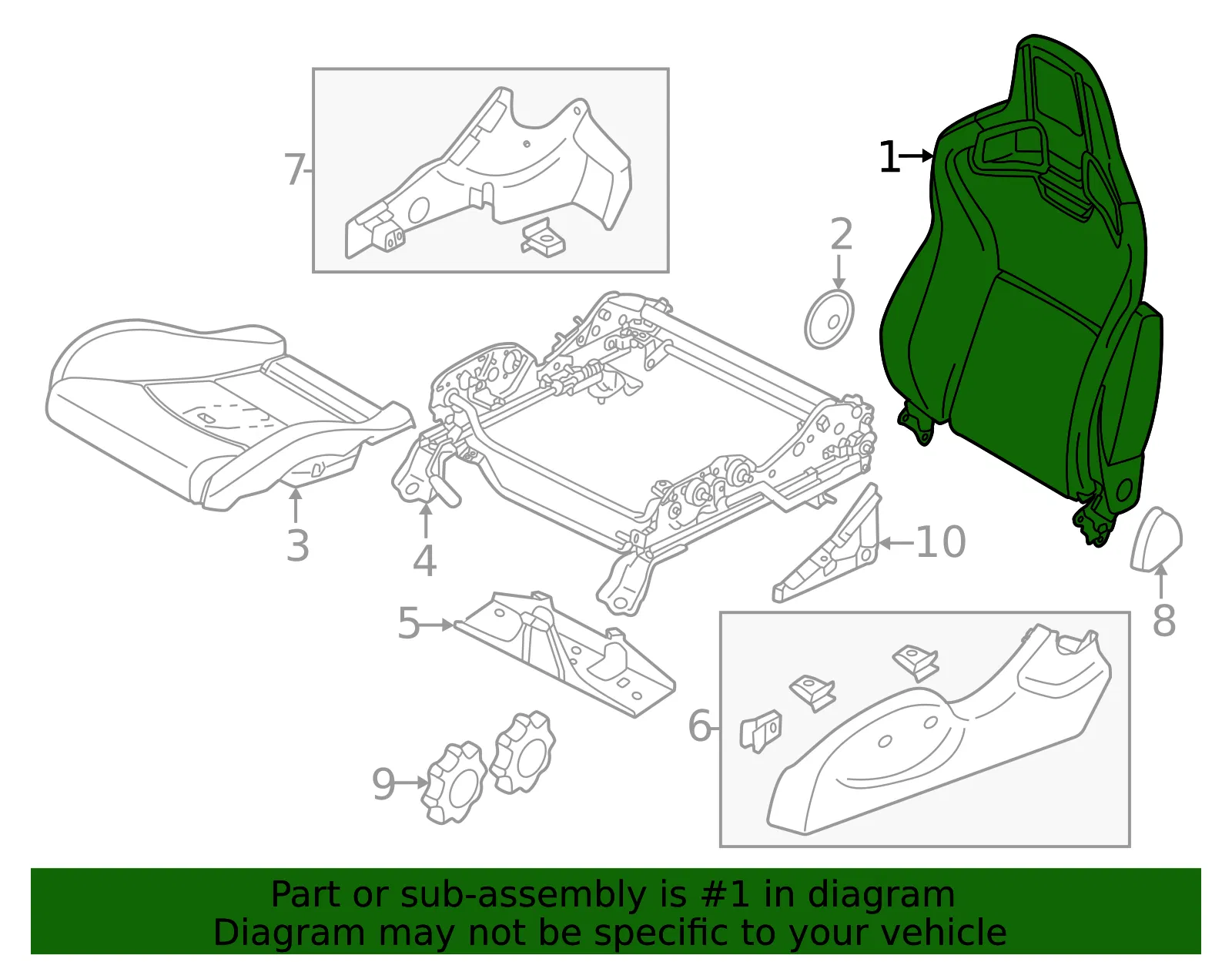 Seat Back Assembly - Nissan (87650-6GR0D) - view 2