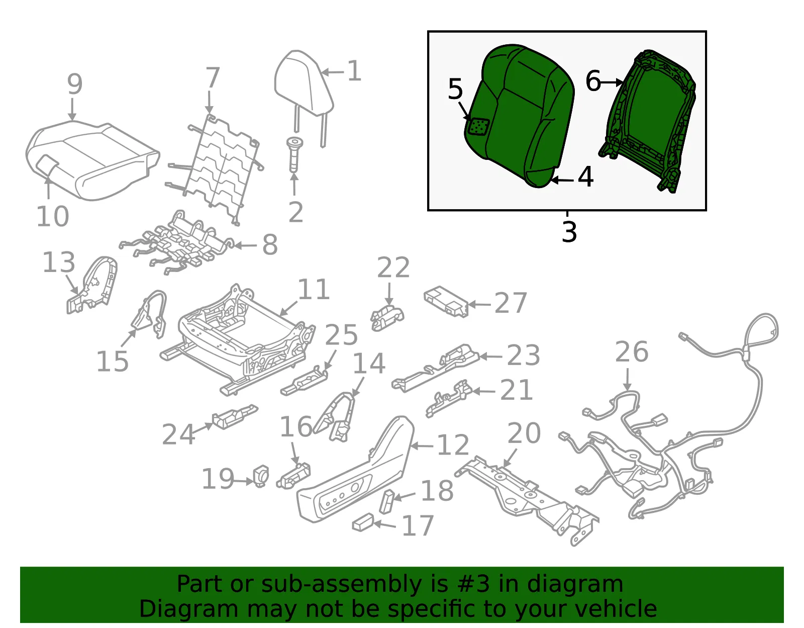Seat Back Assembly - Nissan (87650-6RY8A) - view 2