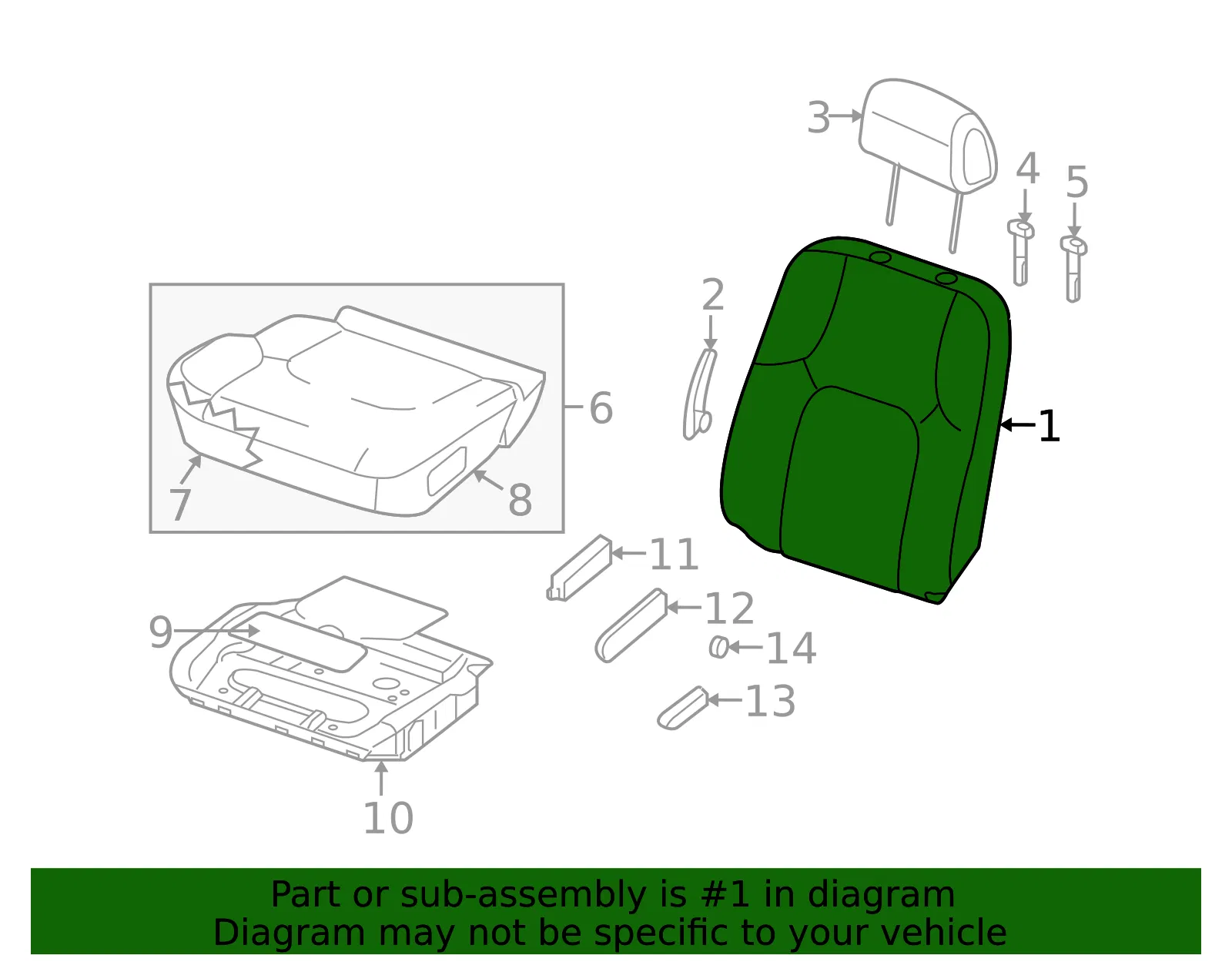 Seat Back Assembly - Nissan (87650-9BL6D) - view 2