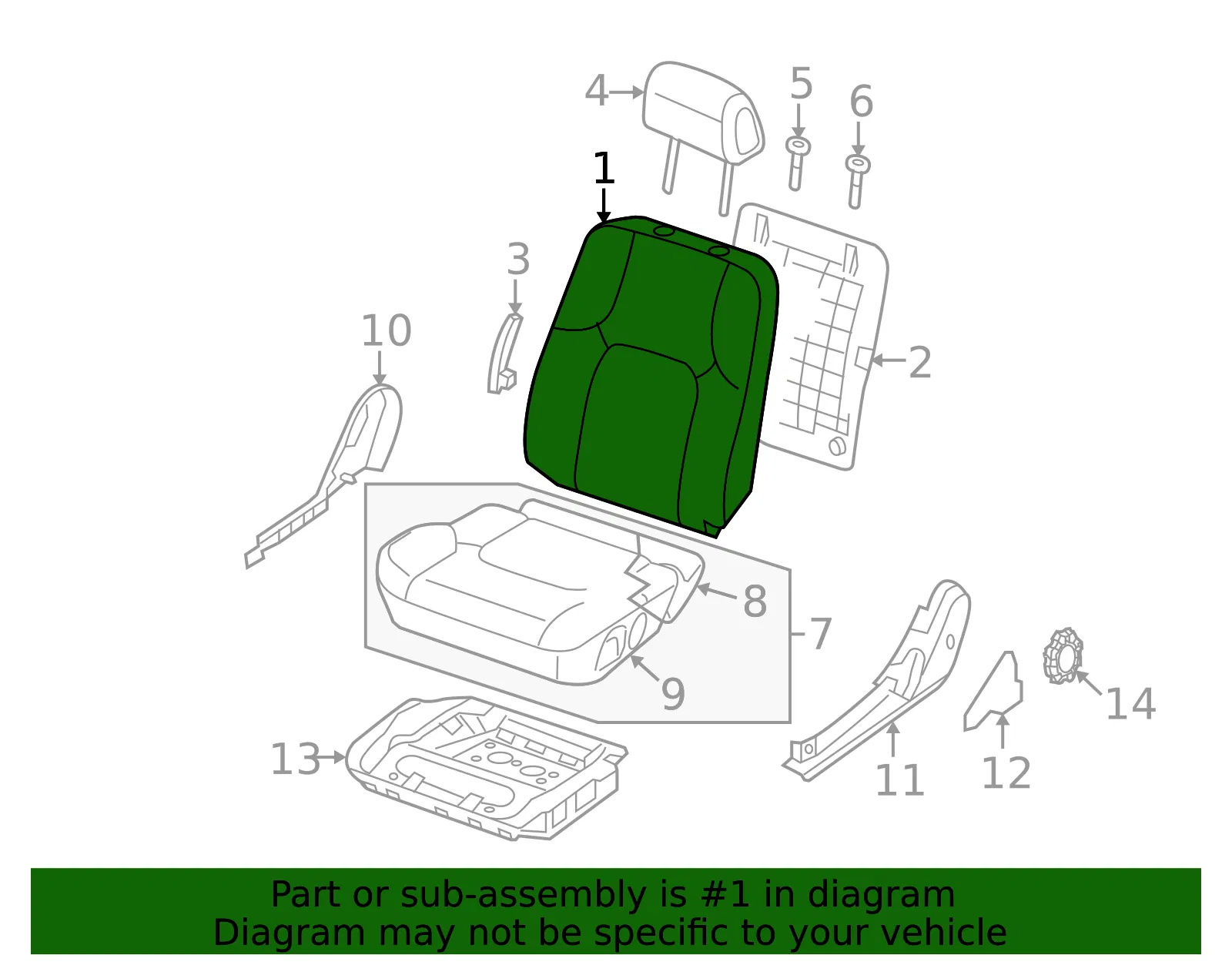Seat Back Assembly - Nissan (87650-9CA8B) - view 2