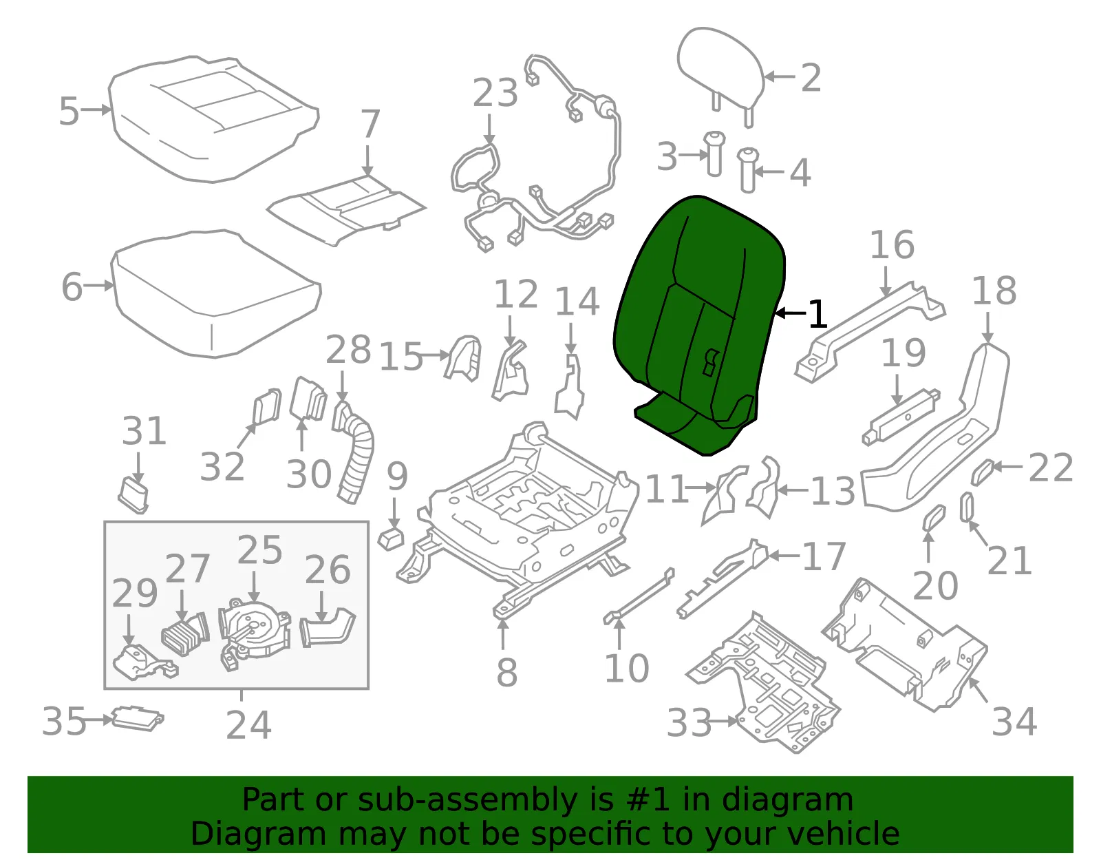 Seat Back Assembly - Nissan (87650-9GJ4D) - view 2