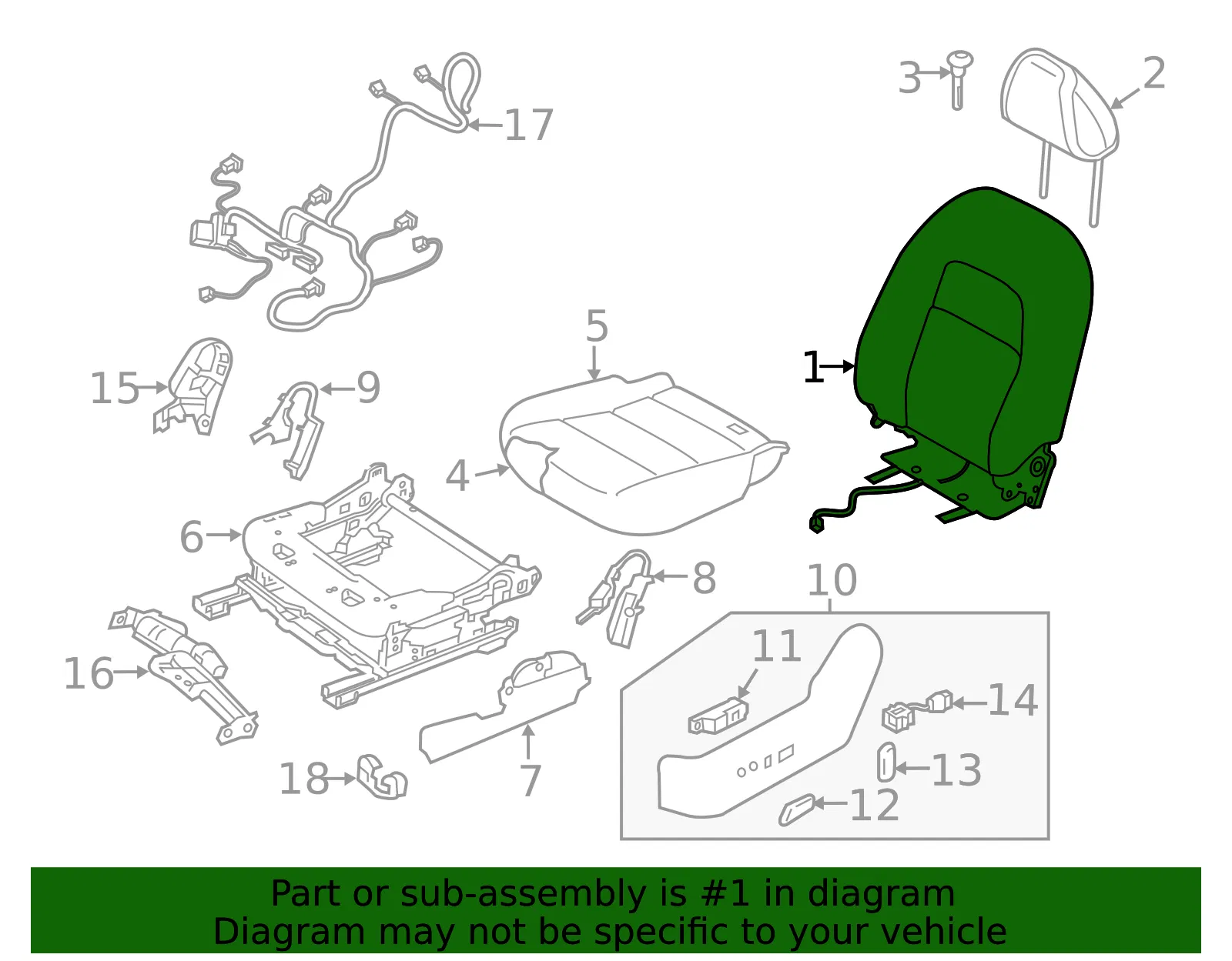 Seat Back Assembly - Nissan (87650-9HF8A) - view 2